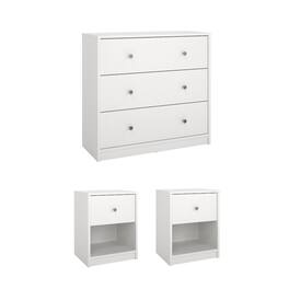 Tvilum - 3-Piece Bedroom Set - Chest And Nightstand Set Of 2 - White