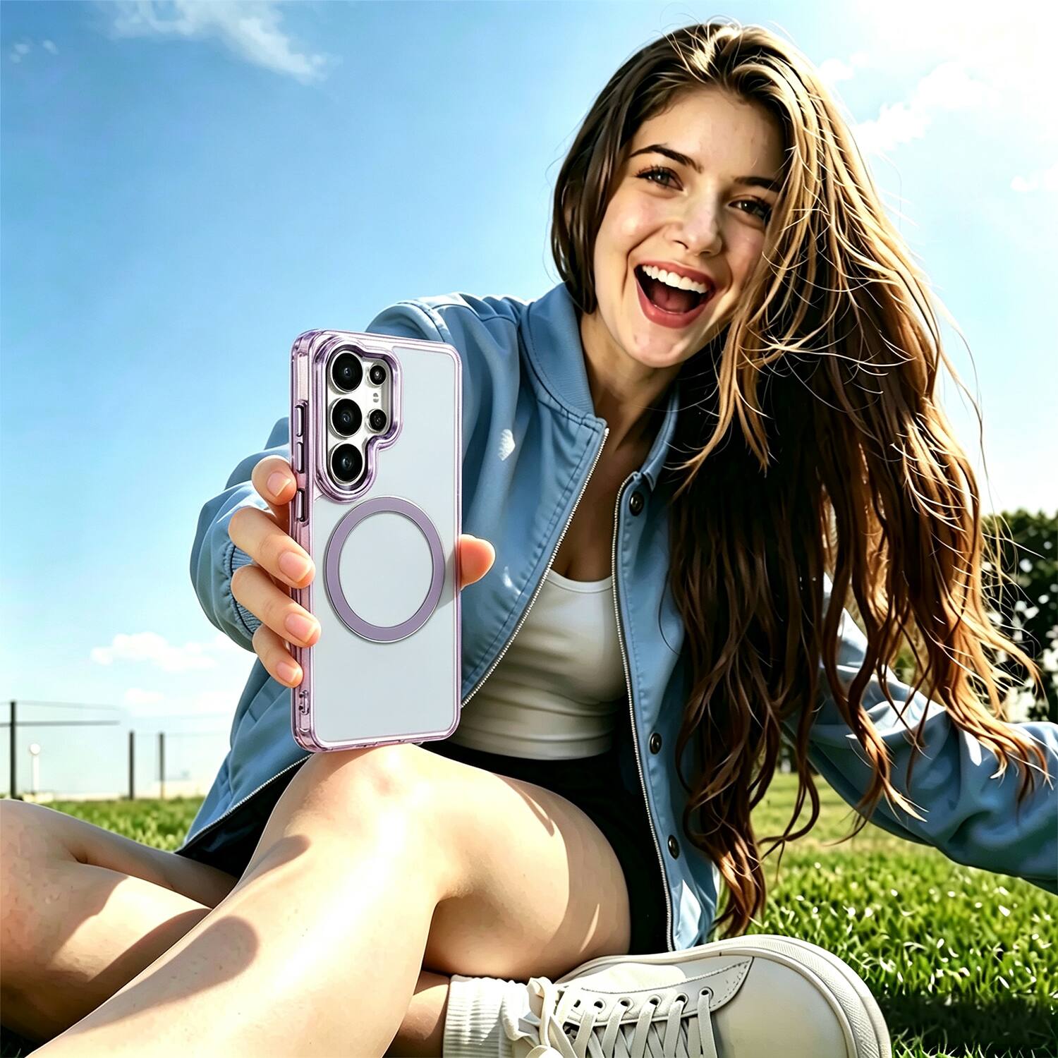 Alt View 4. Equipd - Case for Galaxy S26 Ultra (6.9") MagSafe Compatible Acrylic Back w/ TPU Frame Transparent Slim Magnetic Protective Cover - Light Purple.