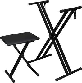 Winado - Heavy Duty Keyboard Stand and Bench, Piano Stand and Keyboard Bench with Adjustable Height and Portable (Double-X)