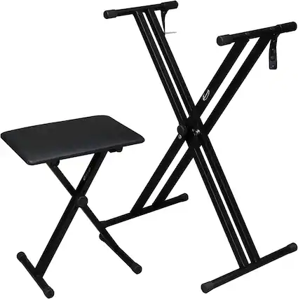 Front. Winado - Heavy Duty Keyboard Stand and Bench, Piano Stand and Keyboard Bench with Adjustable Height and Portable (Double-X).