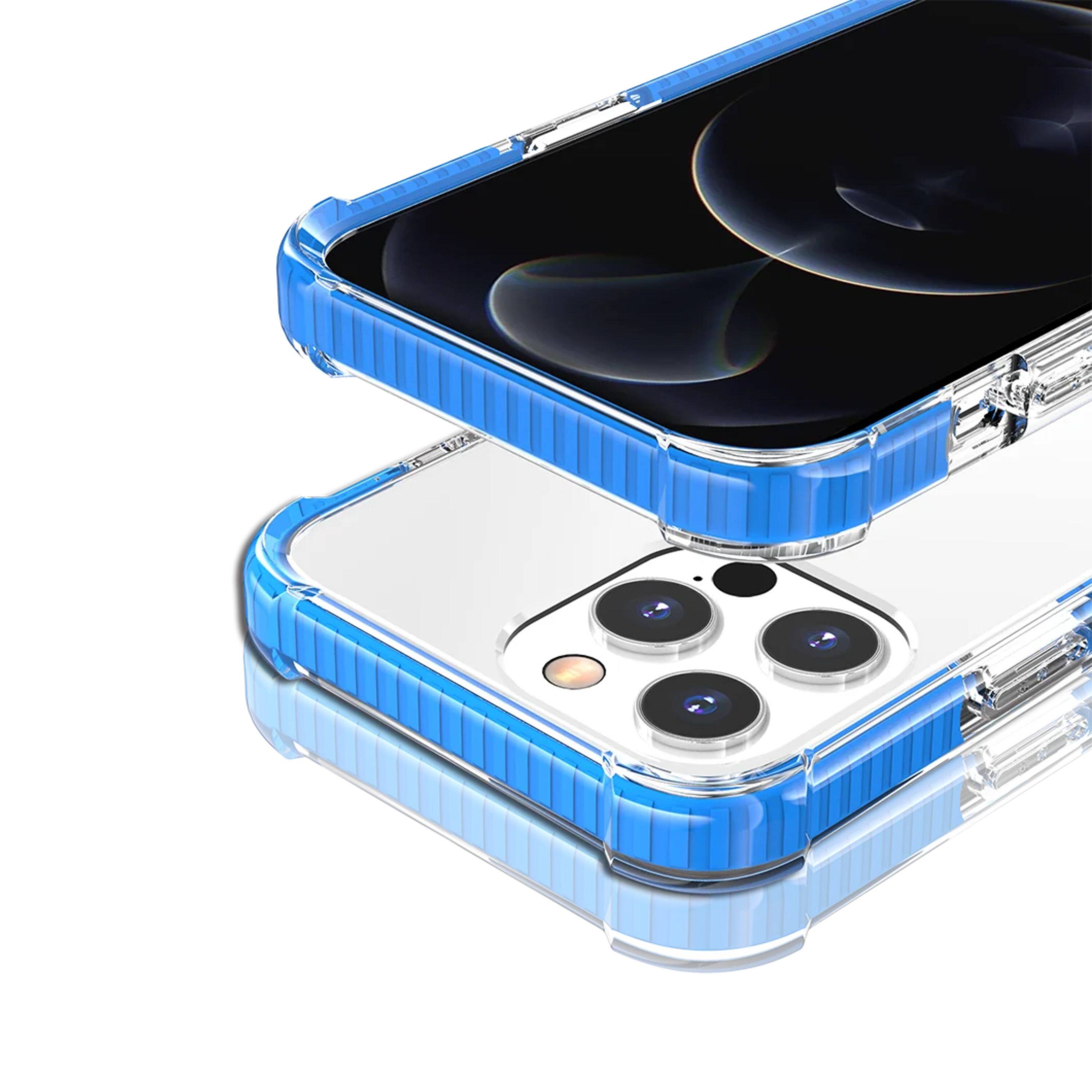 Back. Kitcheniva - Shockproof Acrylic Transparent Phone Case With 2 Pcs Screen Protectors For iPhone 15 Pro Max Blue - Blue.