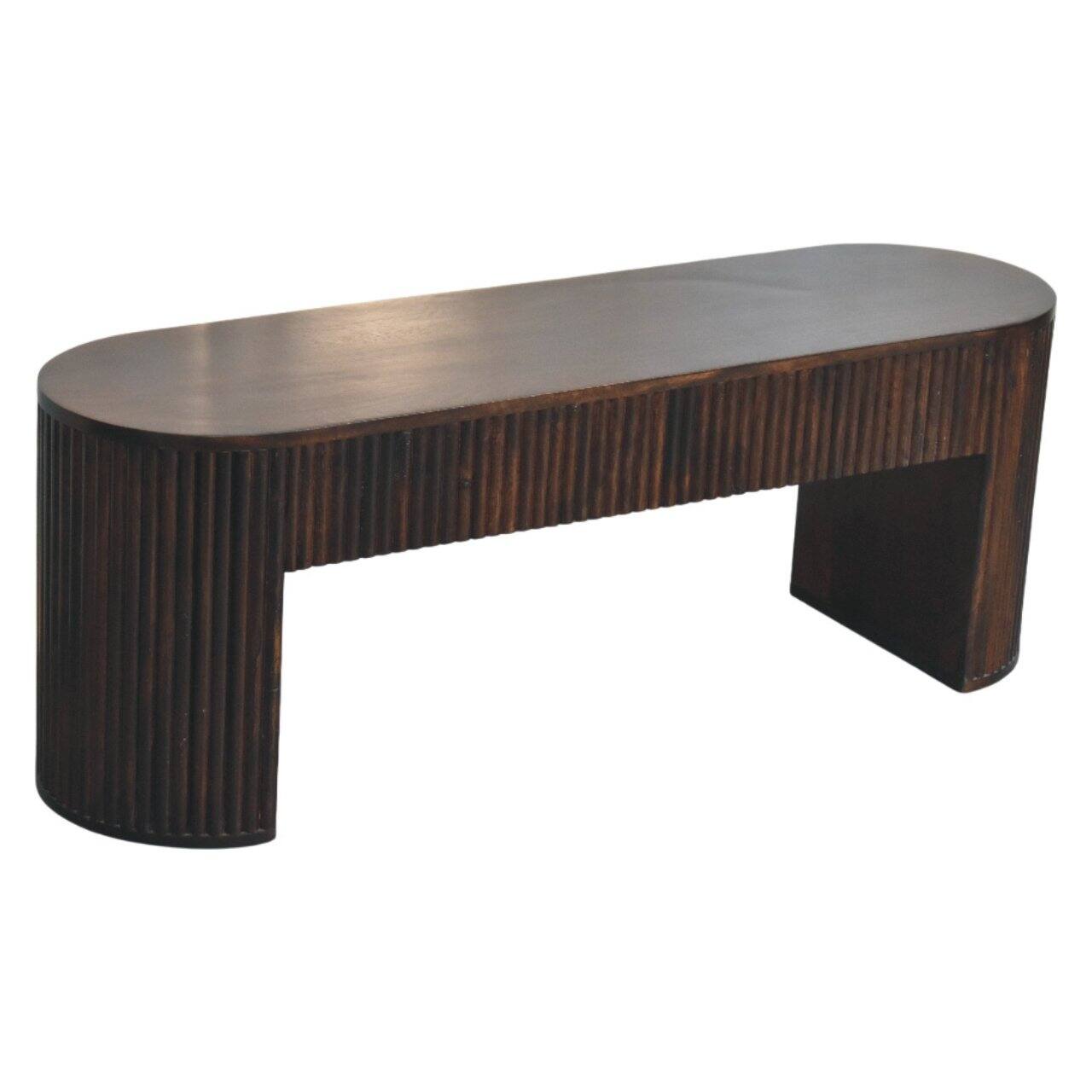 Back. Artisan Furniture - Artisan Furniture Solid Wood Velvet Mocha Fluted Bench - Brown.