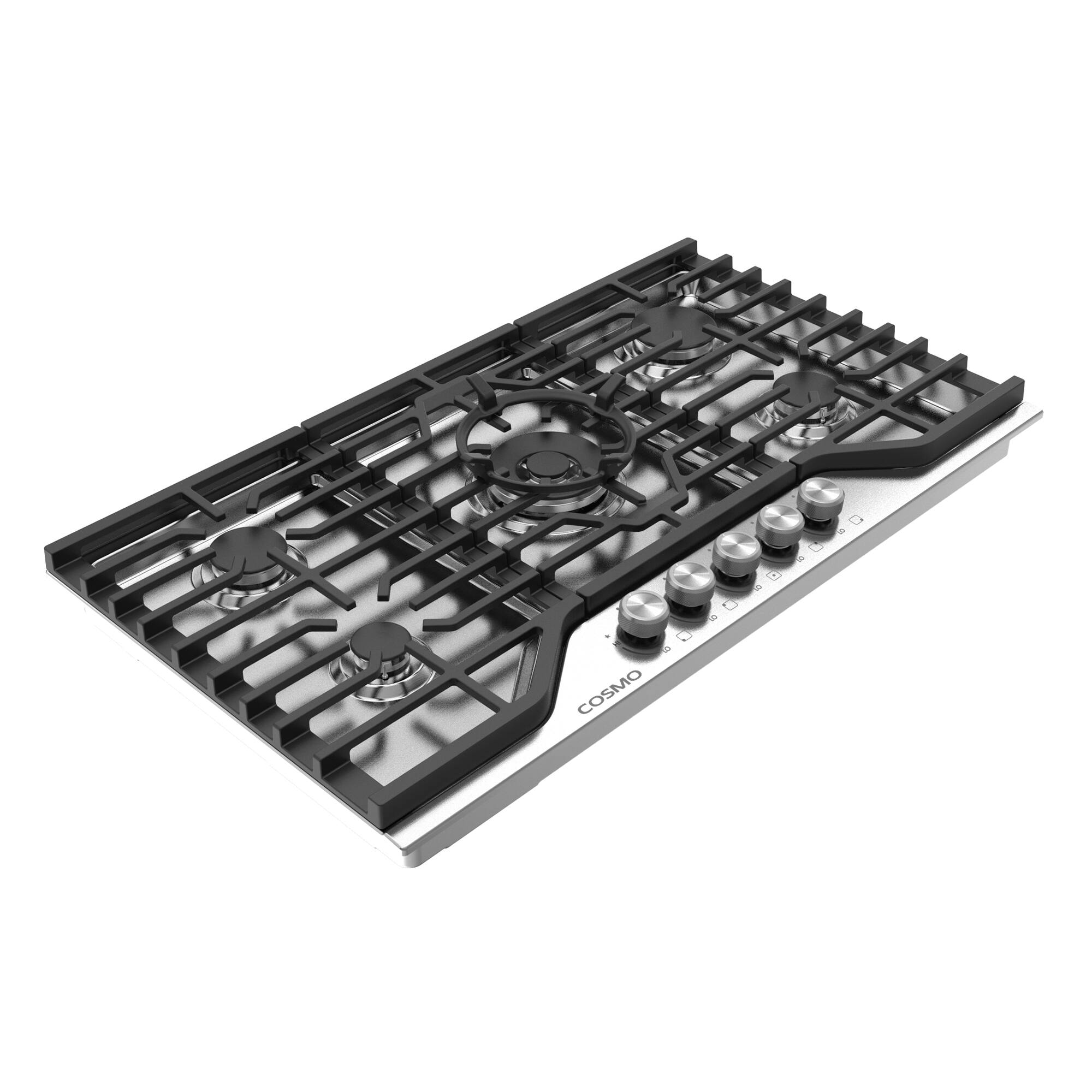 Alt View 1. COSMO - COS-CTGV365SS 36 in. Vista Collection Drop-in Gas Cooktop with 5 Burners, Metal Knobs, Cast Iron Grates, Stainless Steel - Stainless Steel.