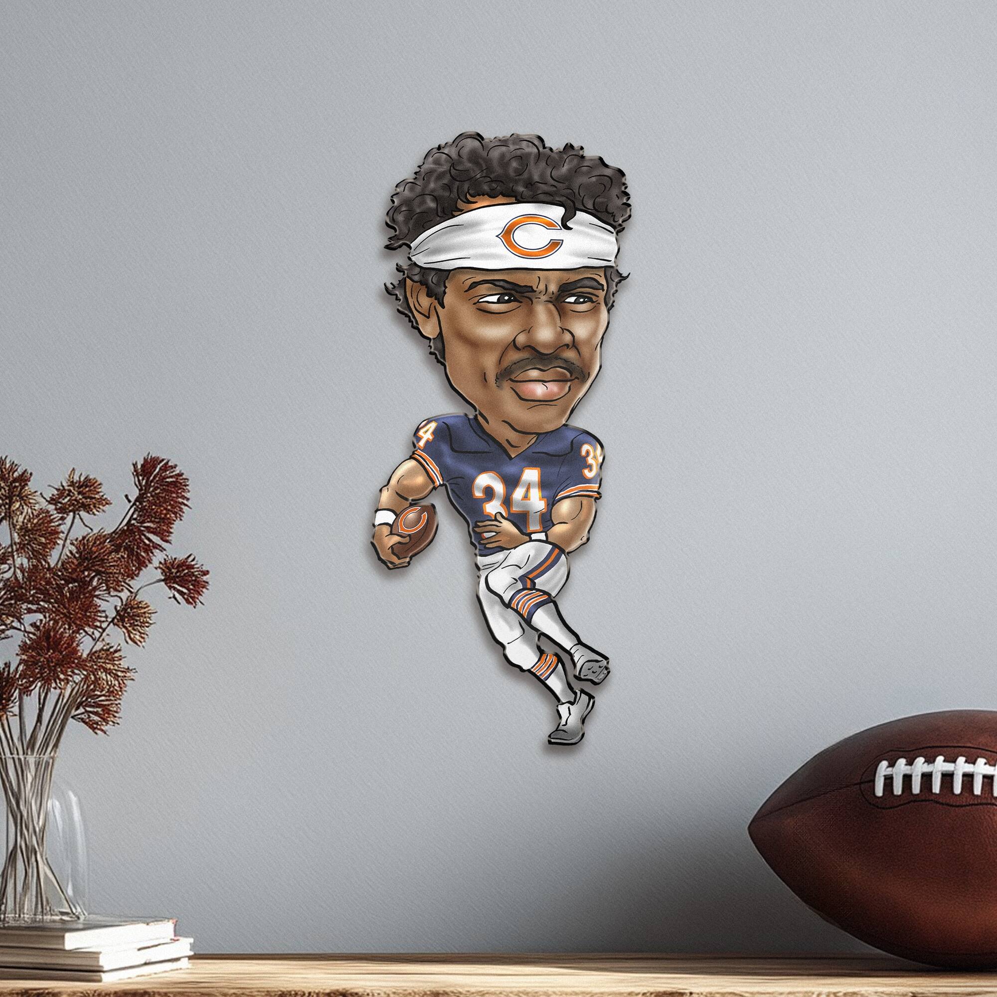 Alt View 1. Sporticulture - Walter Payton Chicago Bears Metal Caricature Wall Art - Navy.