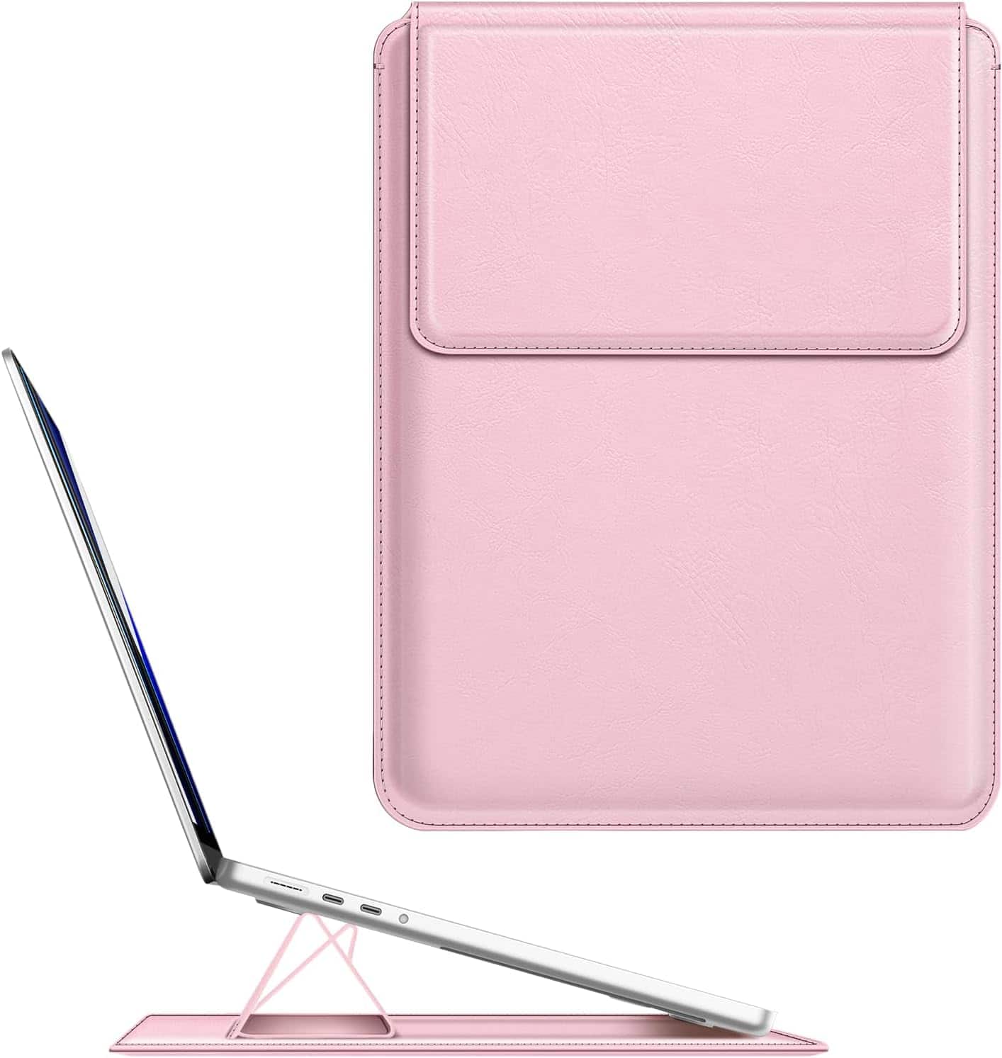 Fintie - Sleeve Case for MacBook Neo 13 inch, MacBook Air 13.6/13.3 inch, MacBook Pro 13 inch, Slim Bag Cover with Stand - Blush