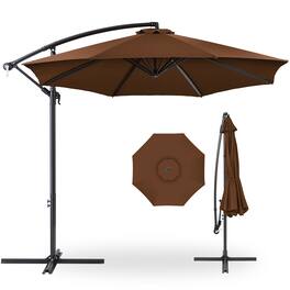 Best Choice Products - 10ft Offset Hanging Outdoor Market Patio Umbrella w/ Easy Tilt Adjustment - Brown