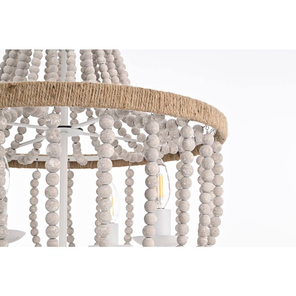 Alt View 1. Living District - Jolie 20 Inch Beaded Pendant In Antique White - Antique White.
