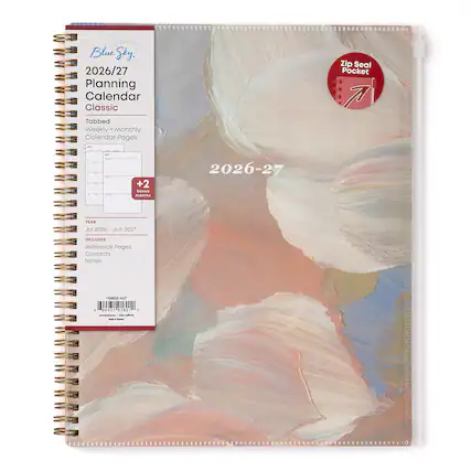 Blue Sky 2026/27 Planning Calendar Classic
Tabbed Weekly + Monthly Calendar Pages
Zip Seal Pocket E B E 71
+2 bonus months
2026-27
YEAR Jul 2026 - Jun 2027
INCLUDES Reference Pages Contacts Notes
154852-A27
6 99931 9180 2 www.bluts.com
note Laityma in timun