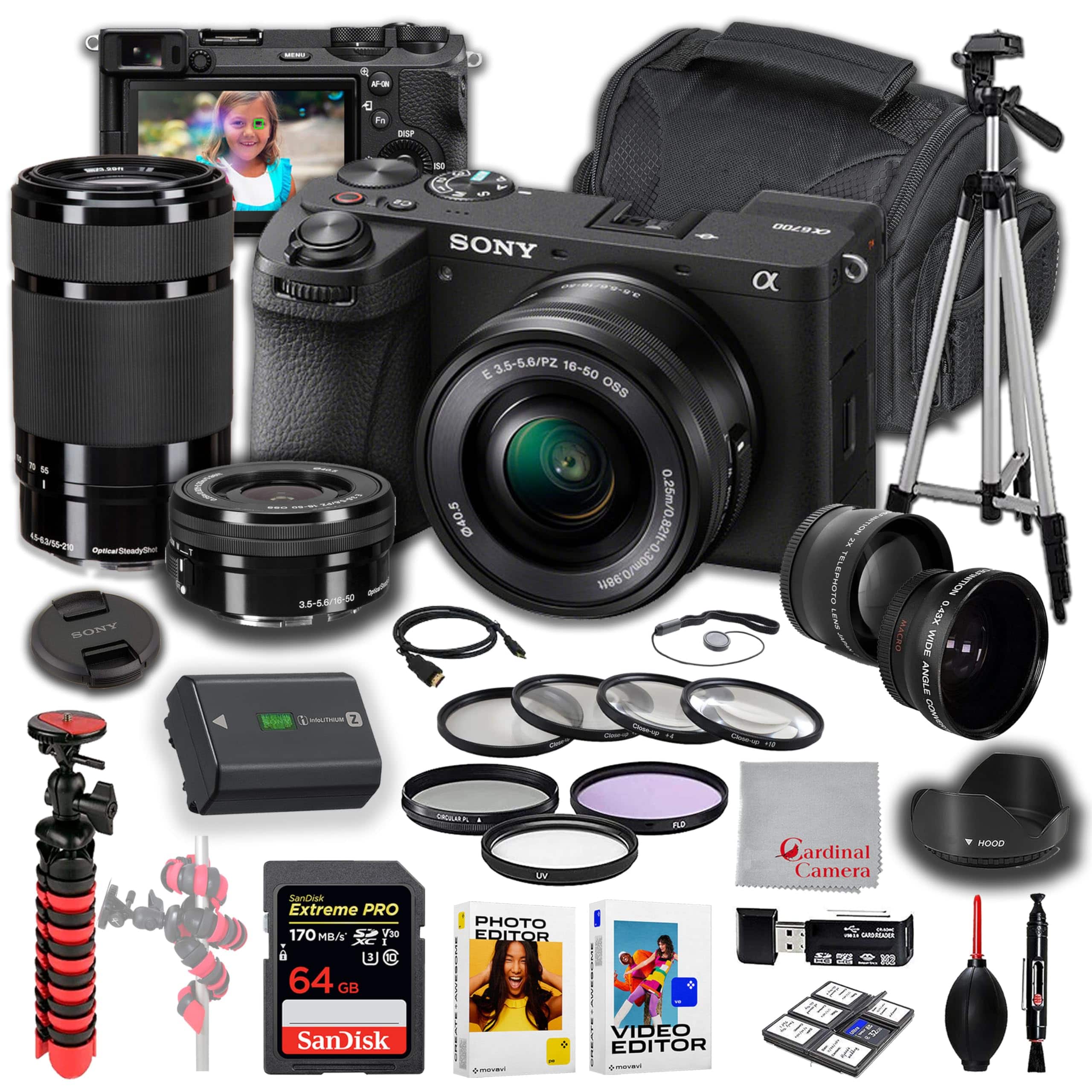 Bundle - Sony - a6700 Mirrorless Camera with 16-50mm and 55-210mm Lenses Kit | 26MP | 64GB Extreme Memory+More - Black price history on PriceWatchPro