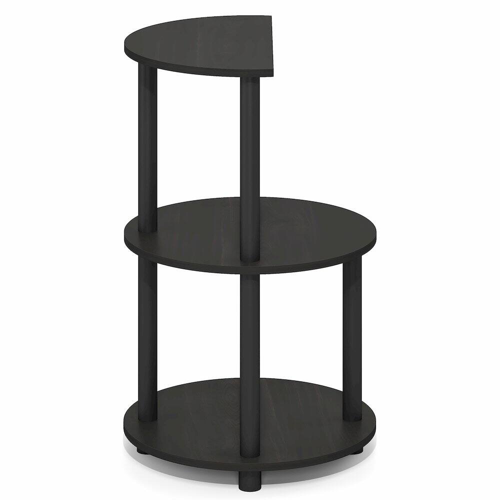 Left. Furinno - TURN-N-TUBE Side Table, Open Shelf Round End Table, Half Round Table Top Night Stand, Toolless Nightstand, Bedside Table - Espresso/Black.