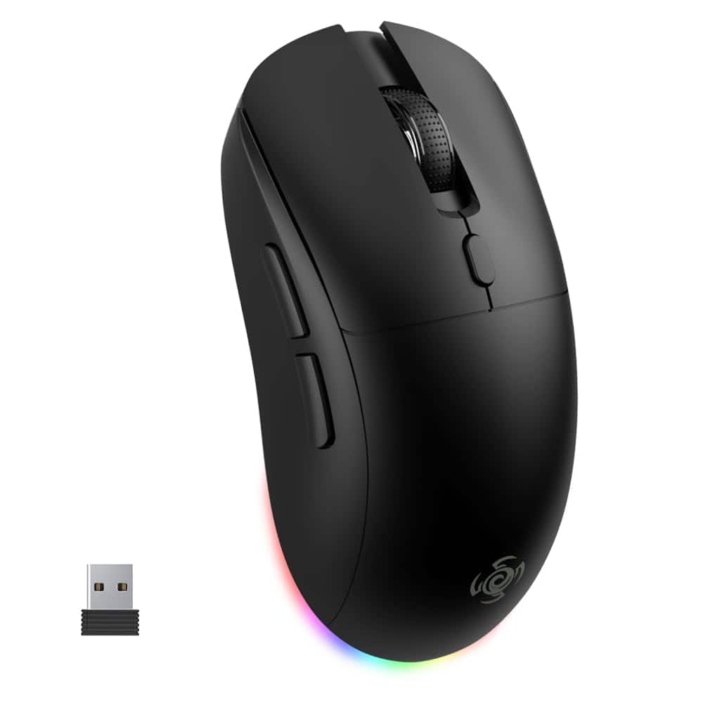 Comfort Essence - Wireless Gaming Mouse Optical Tri mode Rgb With Usb Receiver 6 level Gamer 6 Macro Buttons Rechargeable - Wireless - Black