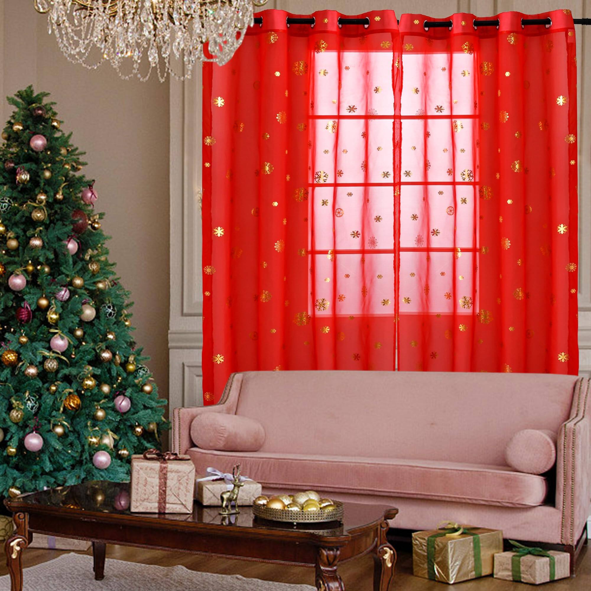 Alt View 3. Paradigms Interiors - Snowflake Christmas Sheer Curtains Luxury Foil Print Voile Metallic Bronzing Pair For Holiday Window Decora... - Snow/White-52"W x 72"L (Pack of 2).