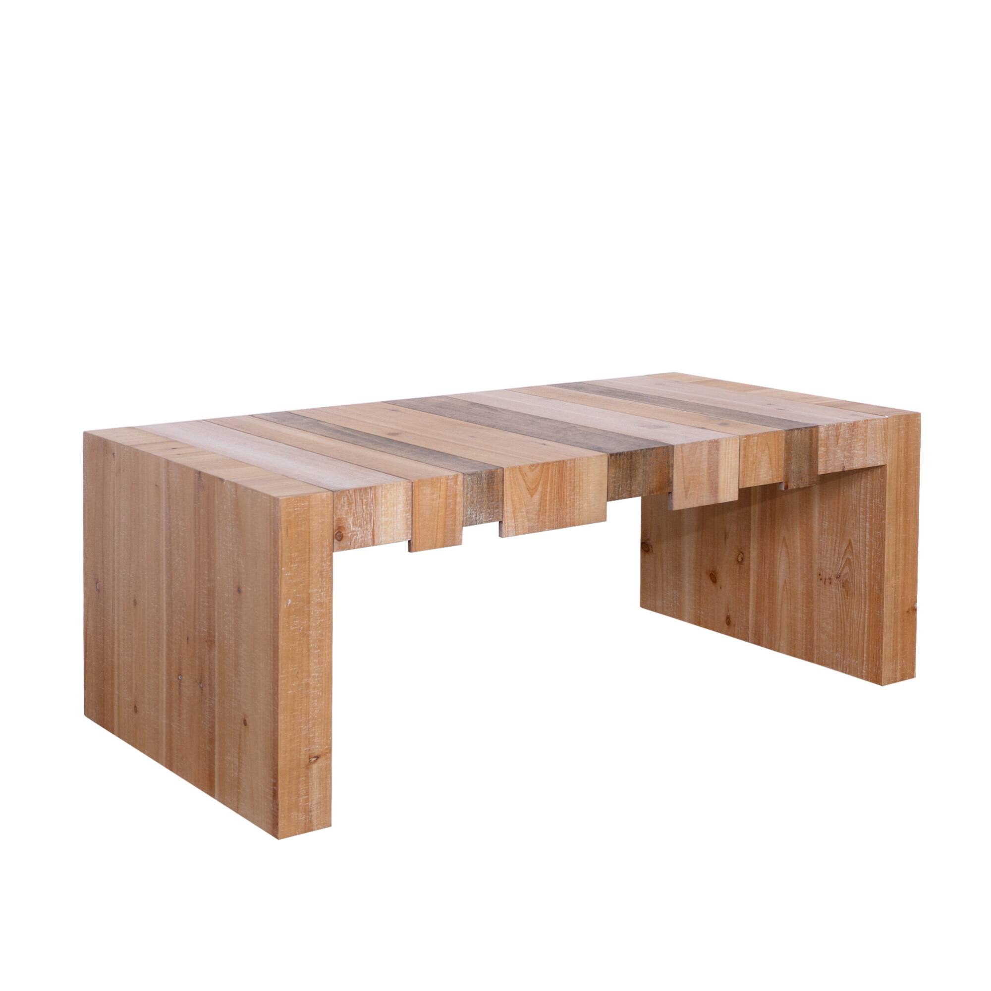 Back. GOODSILO - Modern Rustic Rectangular Coffee Table for Living Room with Slatted Design and Sturdy Construction - Multicolor.
