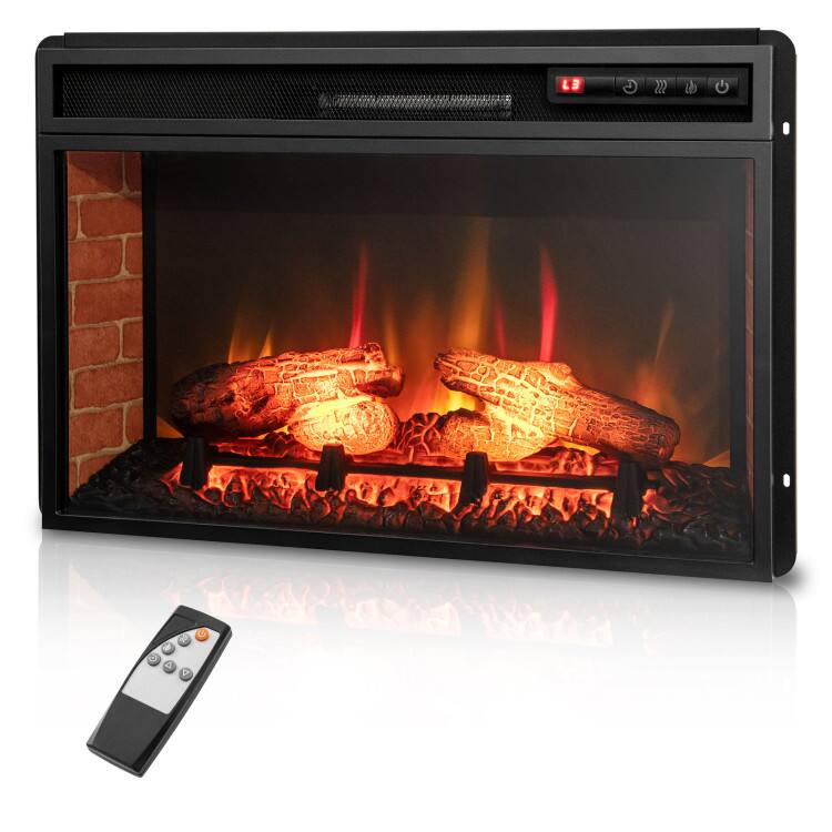 SlickBlue - Electric Fireplace Insert with Infrared Heating and Remote Control - Black