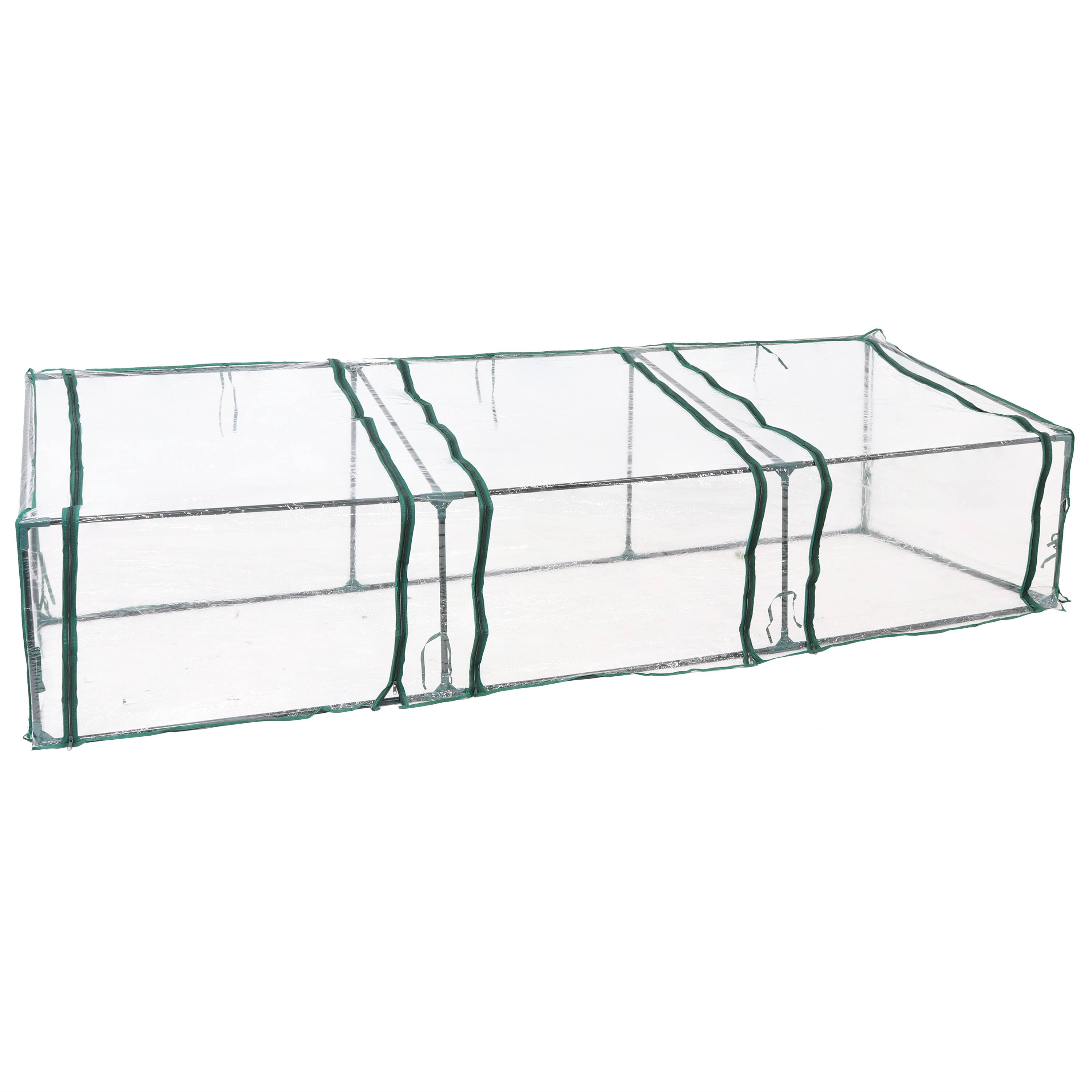 Alt View 9. Sunnydaze - Iron PVC Cover Mini Slant Cloche Greenhouse with Zipper - Clear.
