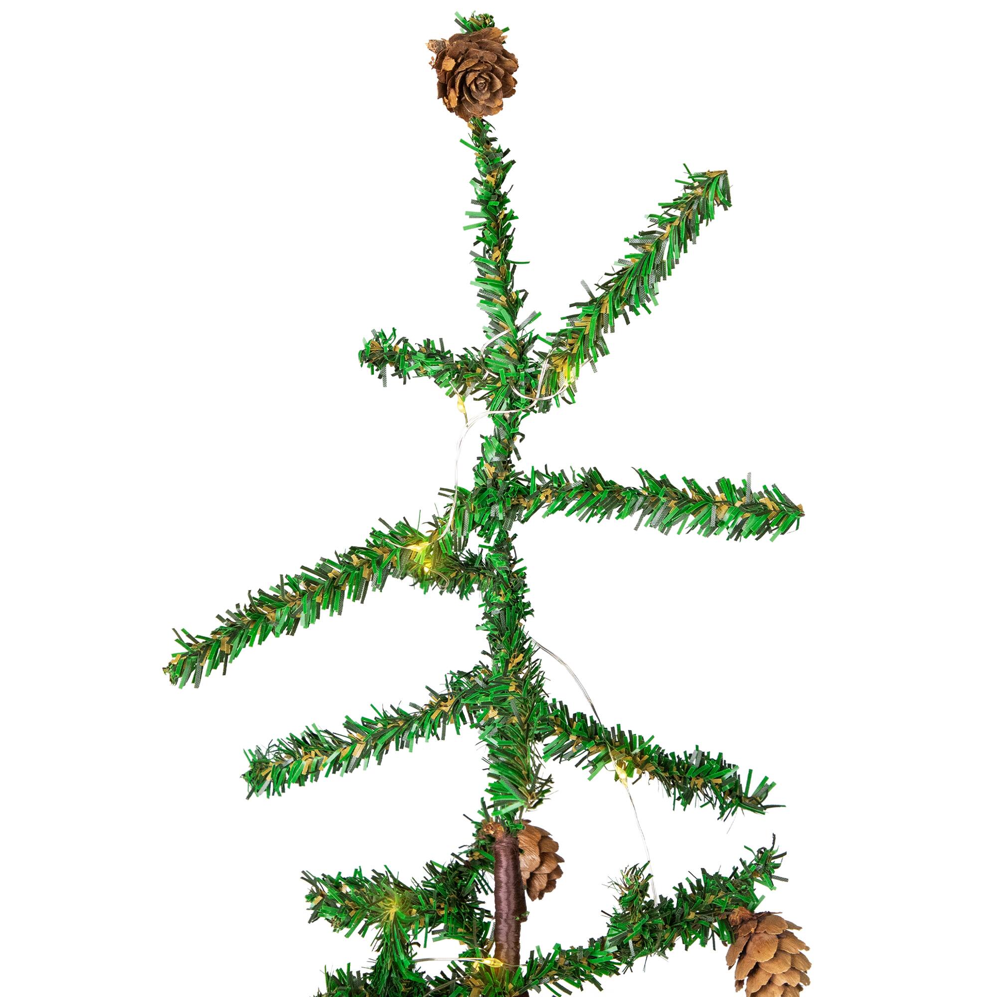 Alt View 7. Northlight - Pre-lit Christmas Tree with Pinecones and Burlap Base - 4' - Clear Lights - Green.