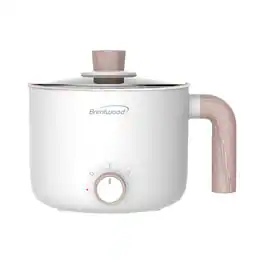 Brentwood - 1.6-Qt 600-Watt Multi-Function Electric Hot Pot Cooker, Ceramic Nonstick Coating - White