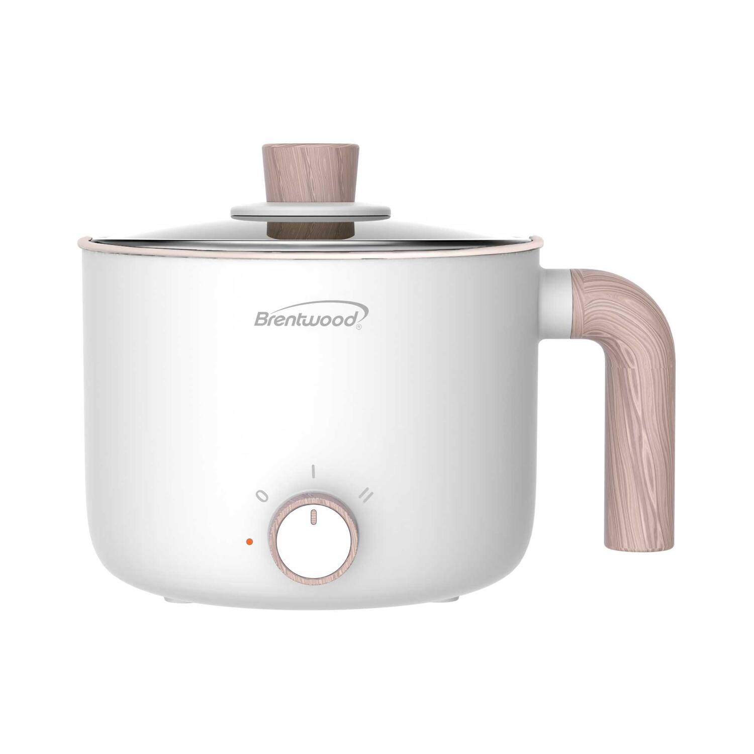 Front. Brentwood - Brentwood Hp-3170w 1.6-qt. Multi-function Electric Hot Pot Cooker With Ceramic Non-stick Coating, White, Hp-3170w - white.