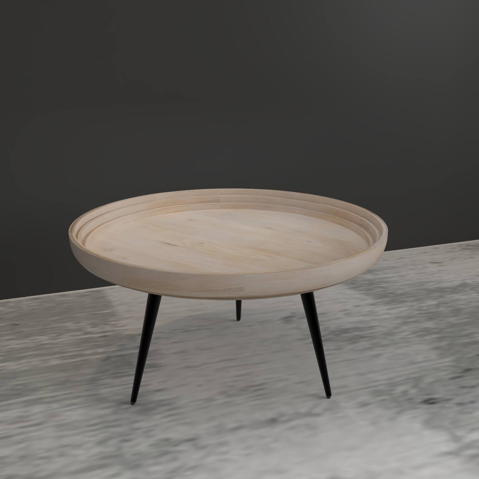 Alt View 8. Manhattan Lane - Urban Chic Coffee Table 30 Inch Round Tray Top - Washed White, Black.