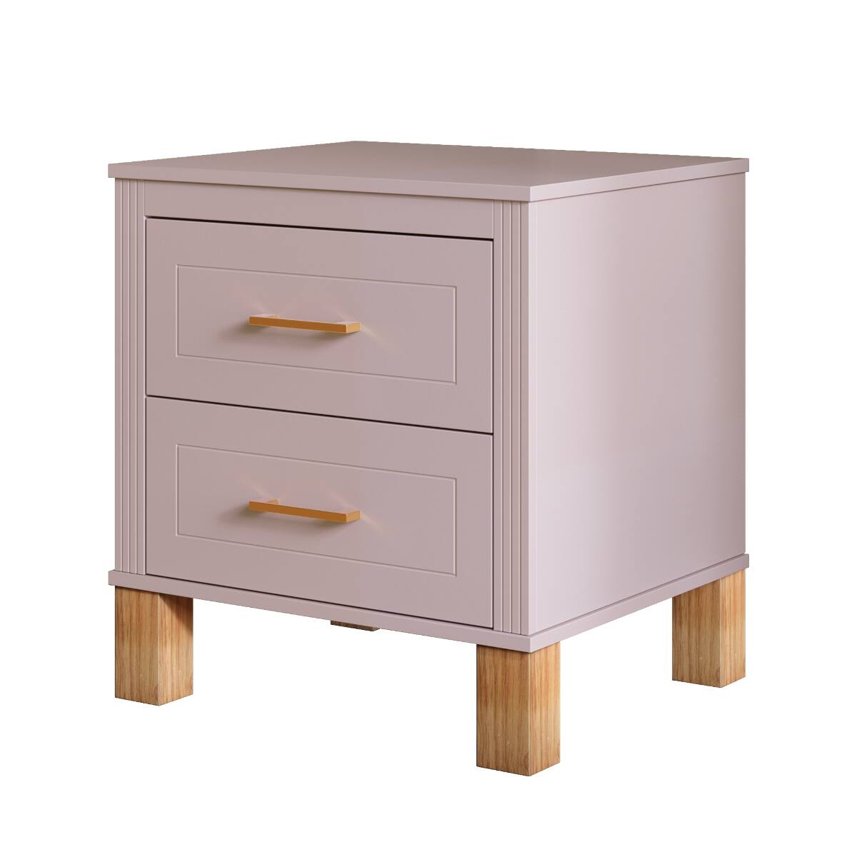 Alt View 9. Loheer - Loheer Pink Two Drawer Nightstand with Fluted Panels for Bedroom - Pink.