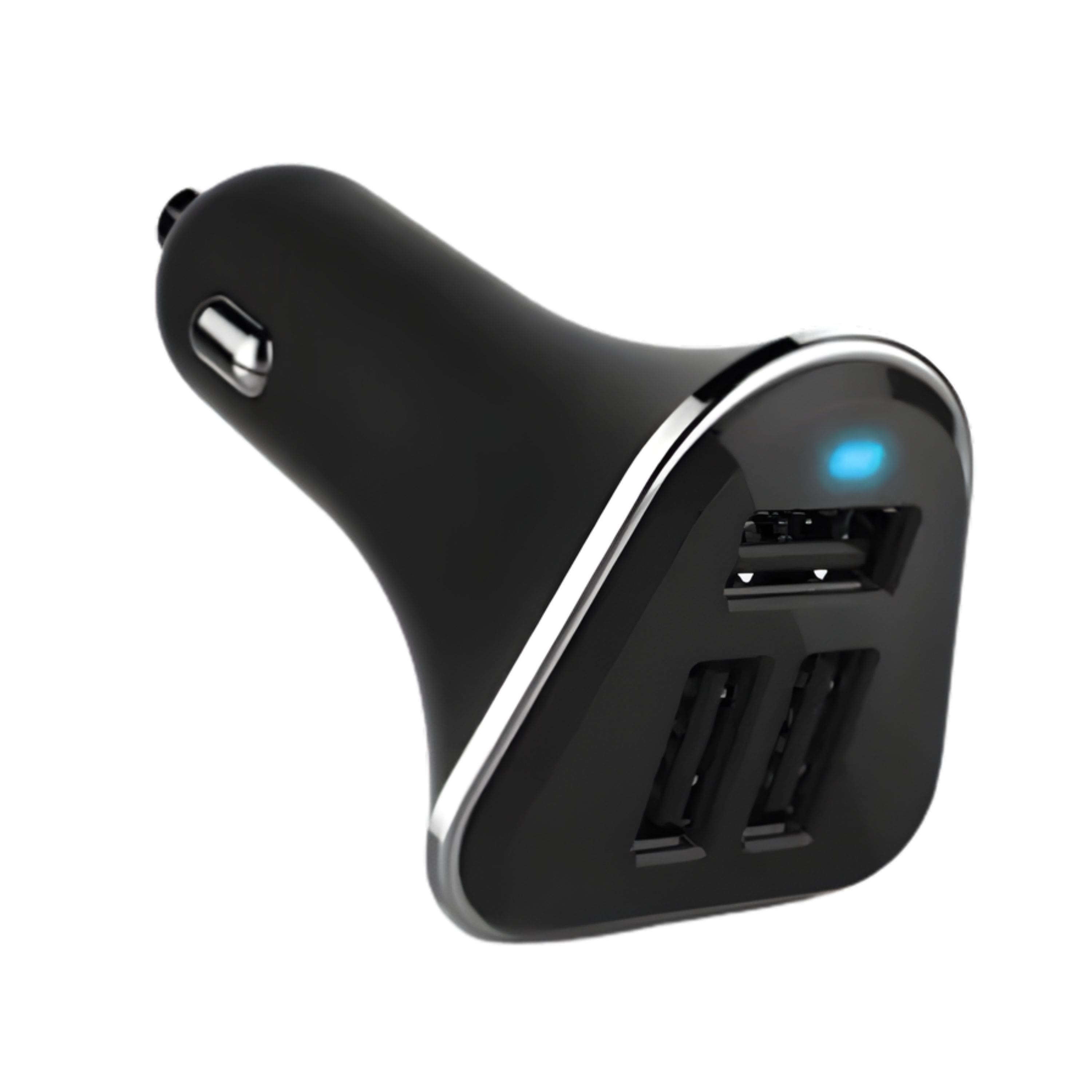 Kitcheniva - Urban Power High Speed Car Charger with 3 USB Ports 52 Amps Black - Black