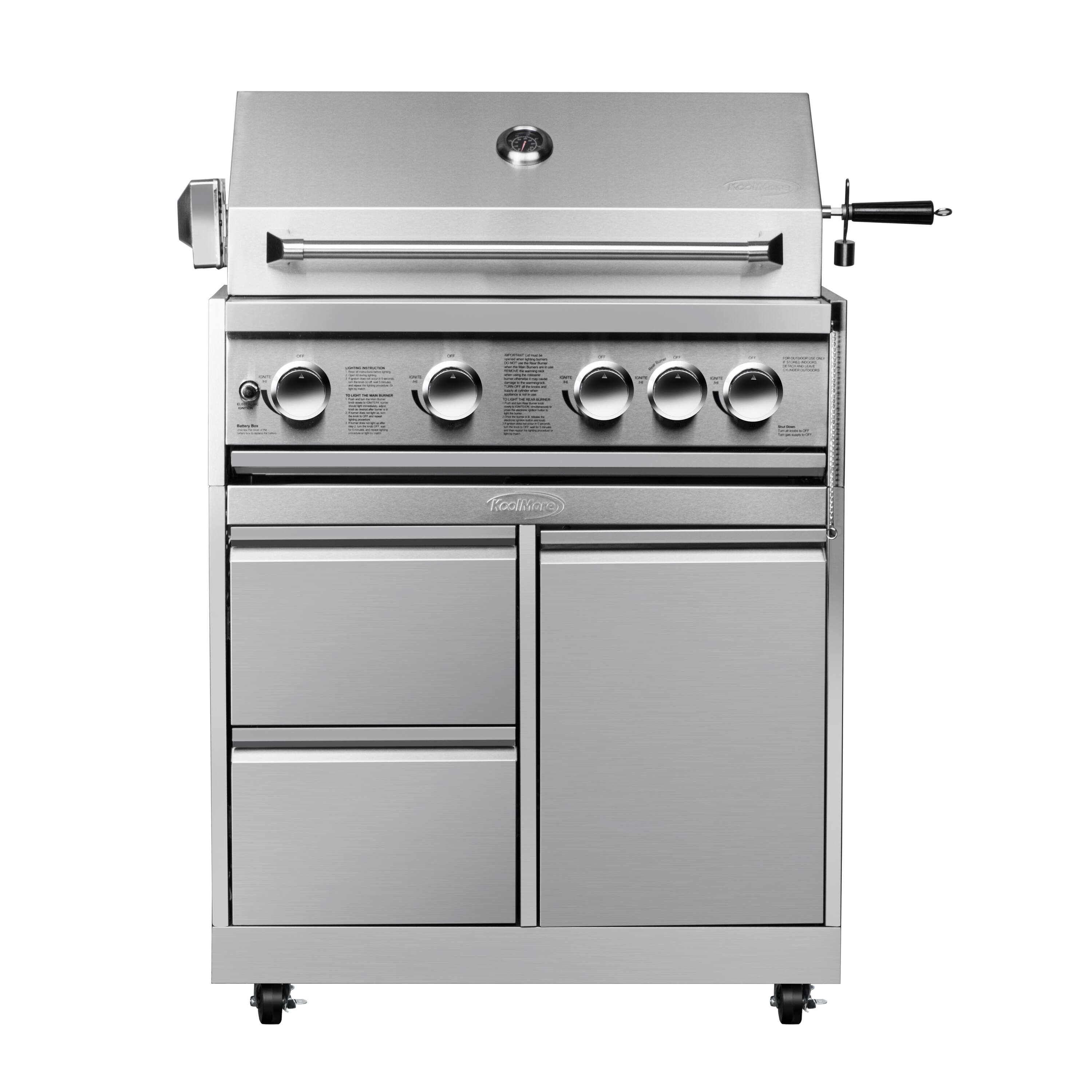 Alt View 4. Koolmore - Outdoor Kitchen with Dual Fuel Pizza Oven, 3 Drawer Cabinet, Corner Cabinet, Sink, Side Burner, 30 in. Grill and Cabinet - Stainless Steel.