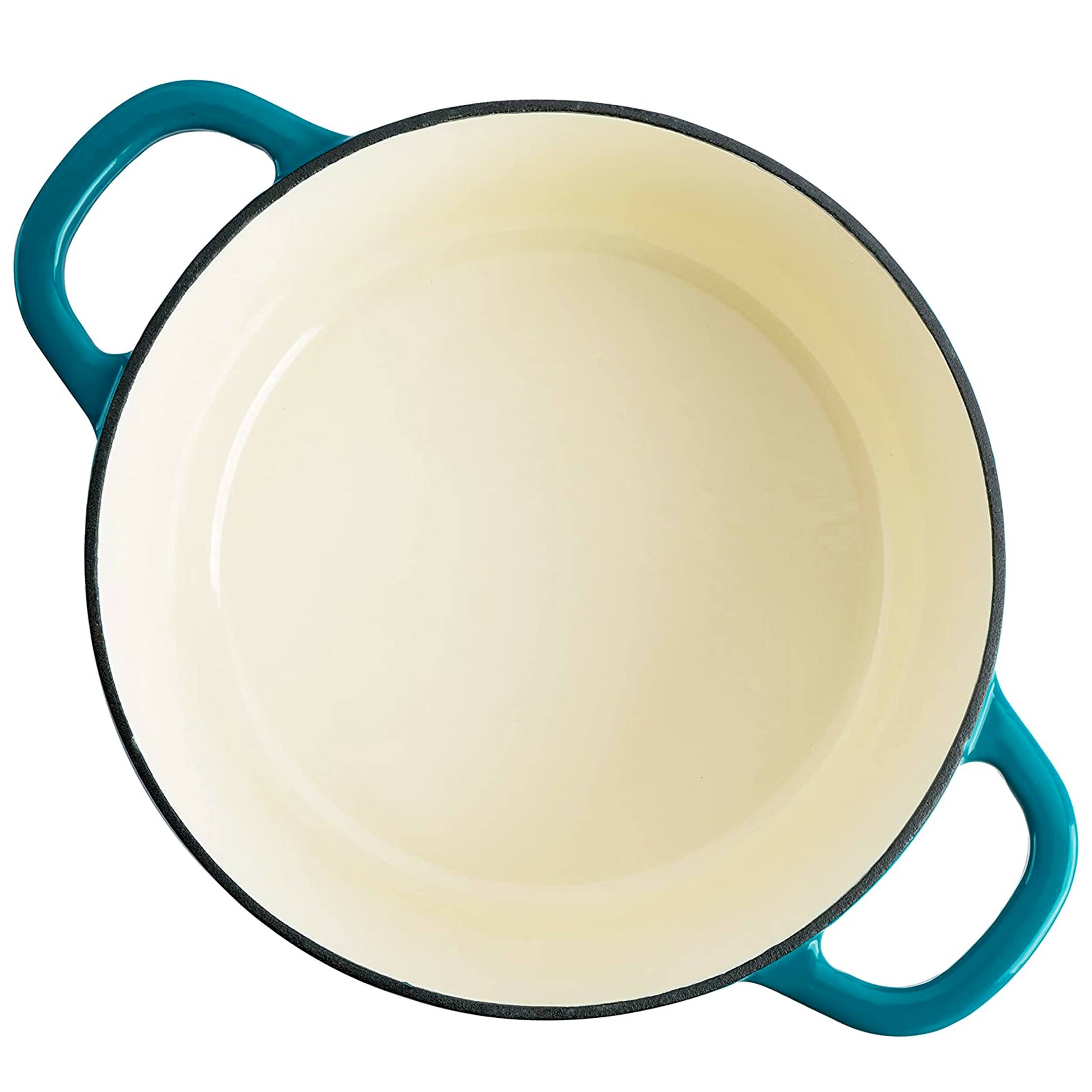 Alt View 3. Crockpot - Crockpot Artisan 7 Quart Round Enameled Cast Iron Dutch Oven with Lid in Teal - Teal.