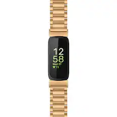 Front. StrapsCo - Evening Bracelet Stainless Steel Watch Band Strap For Fitbit Inspire 3 - Rose Gold.