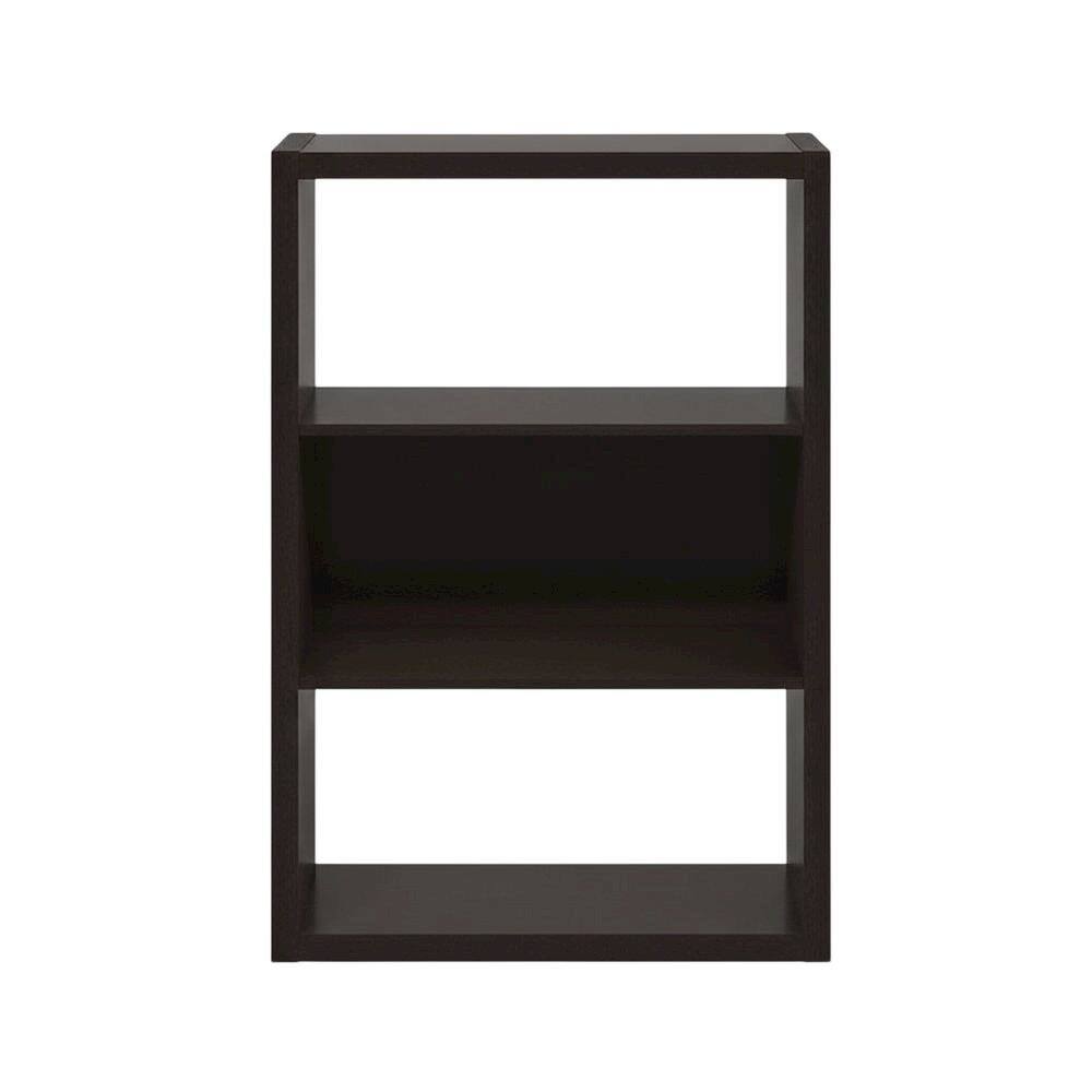 Back. FurniFact - Wooden bookcase with open shelves for versatile storage - Dark Oak.