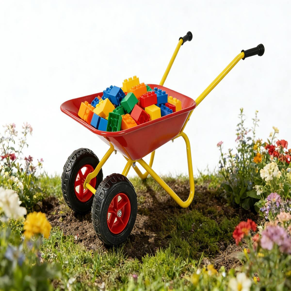Alt View 9. Loheer - Loheer Kids Metal Wheelbarrow Two Wheel Garden Cart for Children 33 LBS Capacity Red.