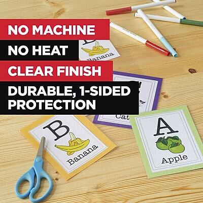 NO MACHINE  
NO HEAT  
CLEAR FINISH  
DURABLE, 1-SIDED PROTECTION  

A  
Apple  

B  
Banana  

Cat