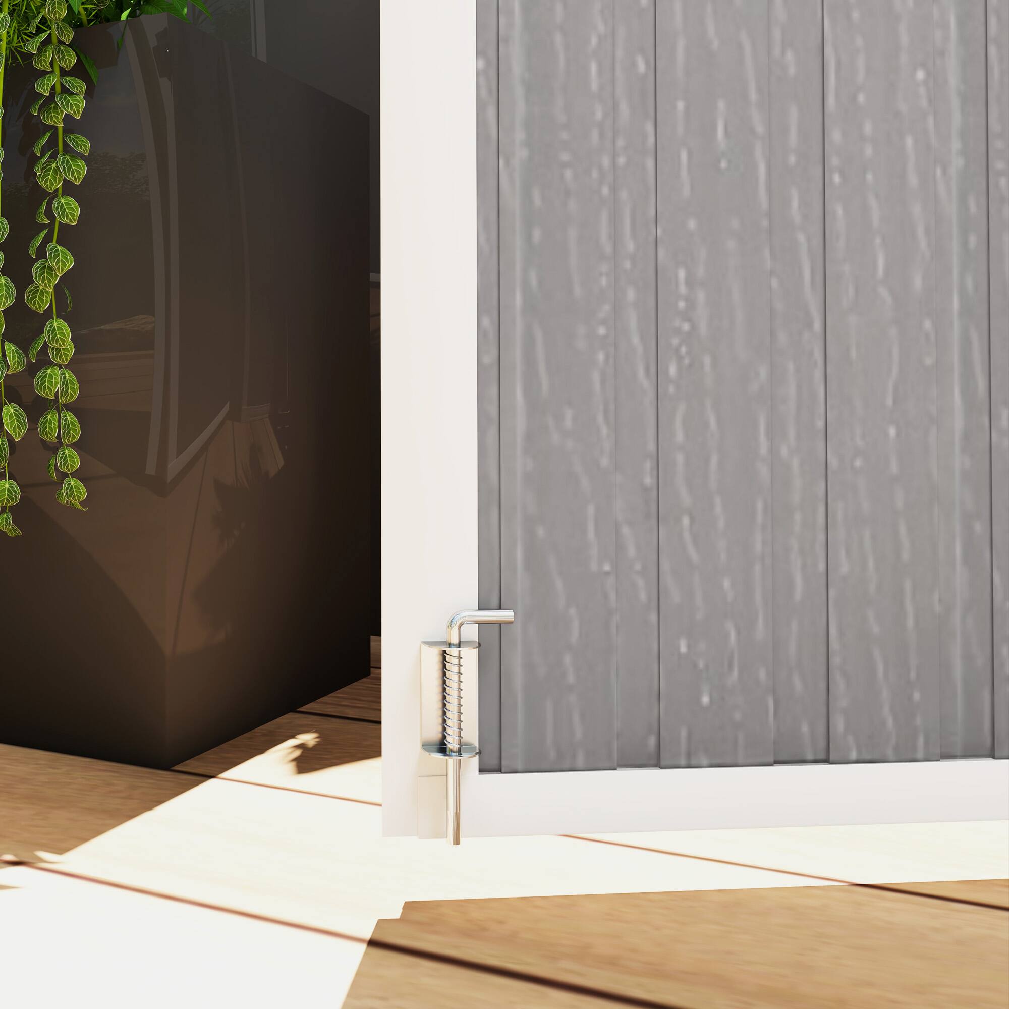 Alt View 8. Outsunny - 41 Cu. Ft. Outdoor Storage Shed with Chain Lid, Waterproof Outdoor Horizontal Trash Can Storage.