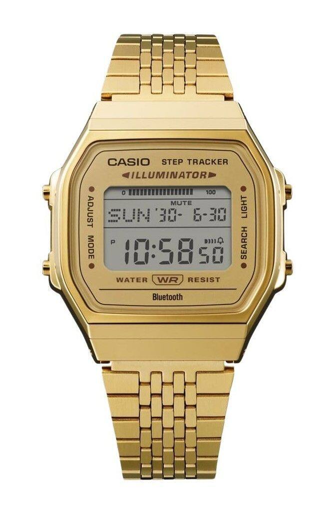 CASIO STEP TRACKER ILLUMINATOR  
ADJUST MODE  
MUTE 30-6-30  
LIGHT SEARCH  
10:58 50  
WATER WR RESIST  
Bluetooth