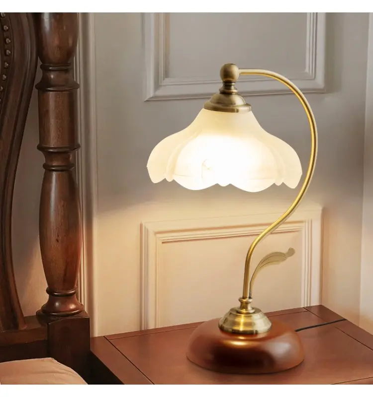 Alt View 1. Cluzine - Elegant Vintage Modern Chinese Style Table Lamp, 3 Color Warm Light Bedside Desk Lamp for Bedroom Office Decoration.