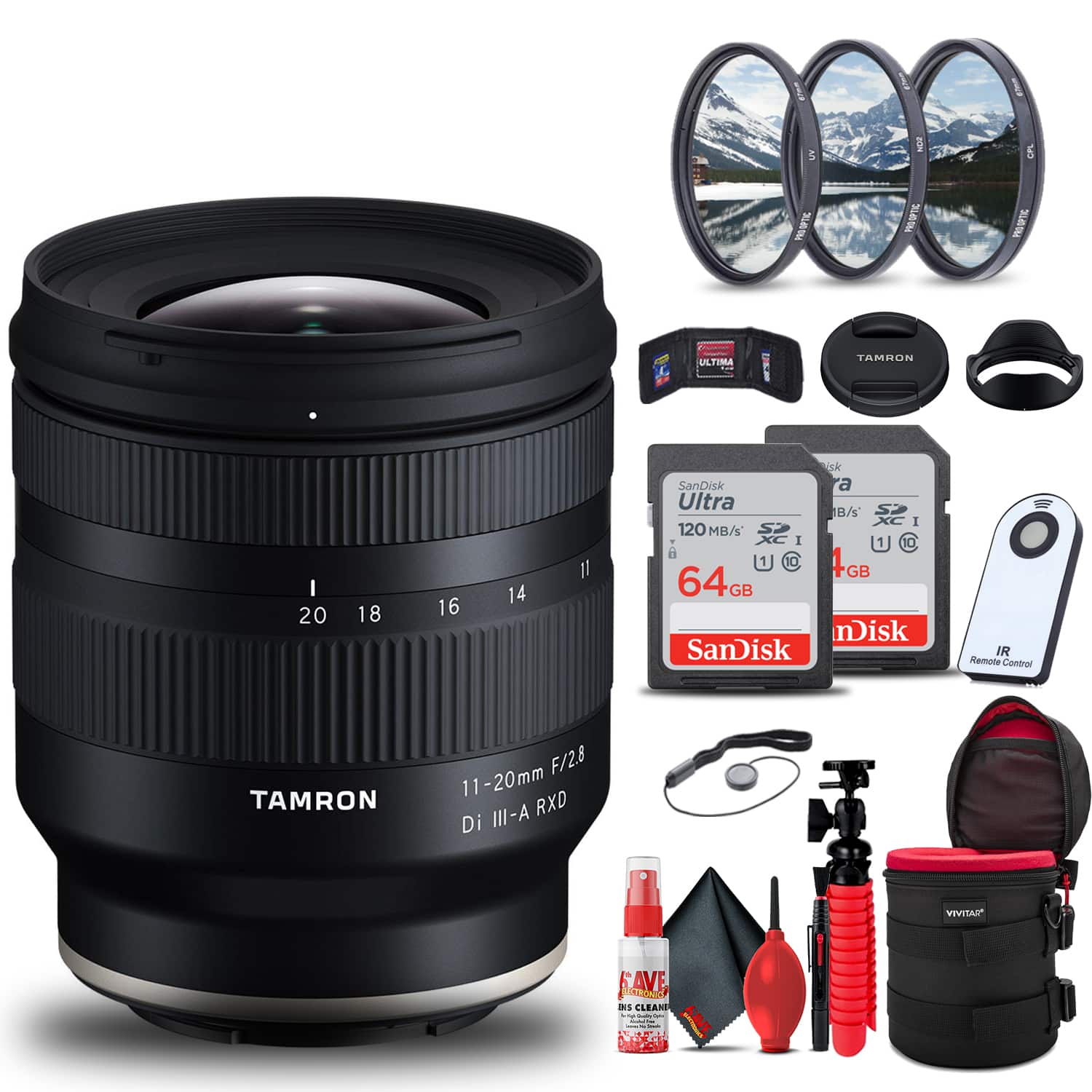 Tamron - 11-20mm f/2.8 Di III-A RXD Lens for Sony E + 128GB Accessory Bundle - Black