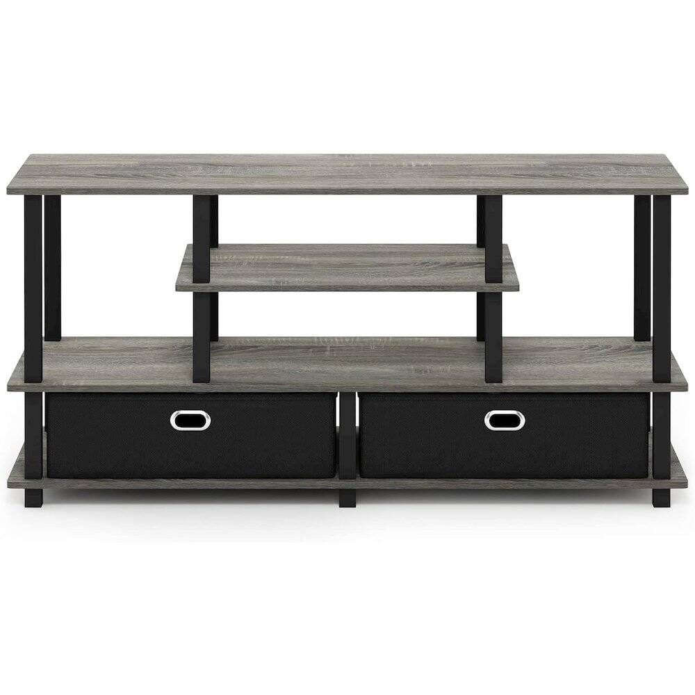 Alt View 3. FurniFact - Grey 50 Inch TV Stand with Storage Bins and Shelves for Living Room - White.