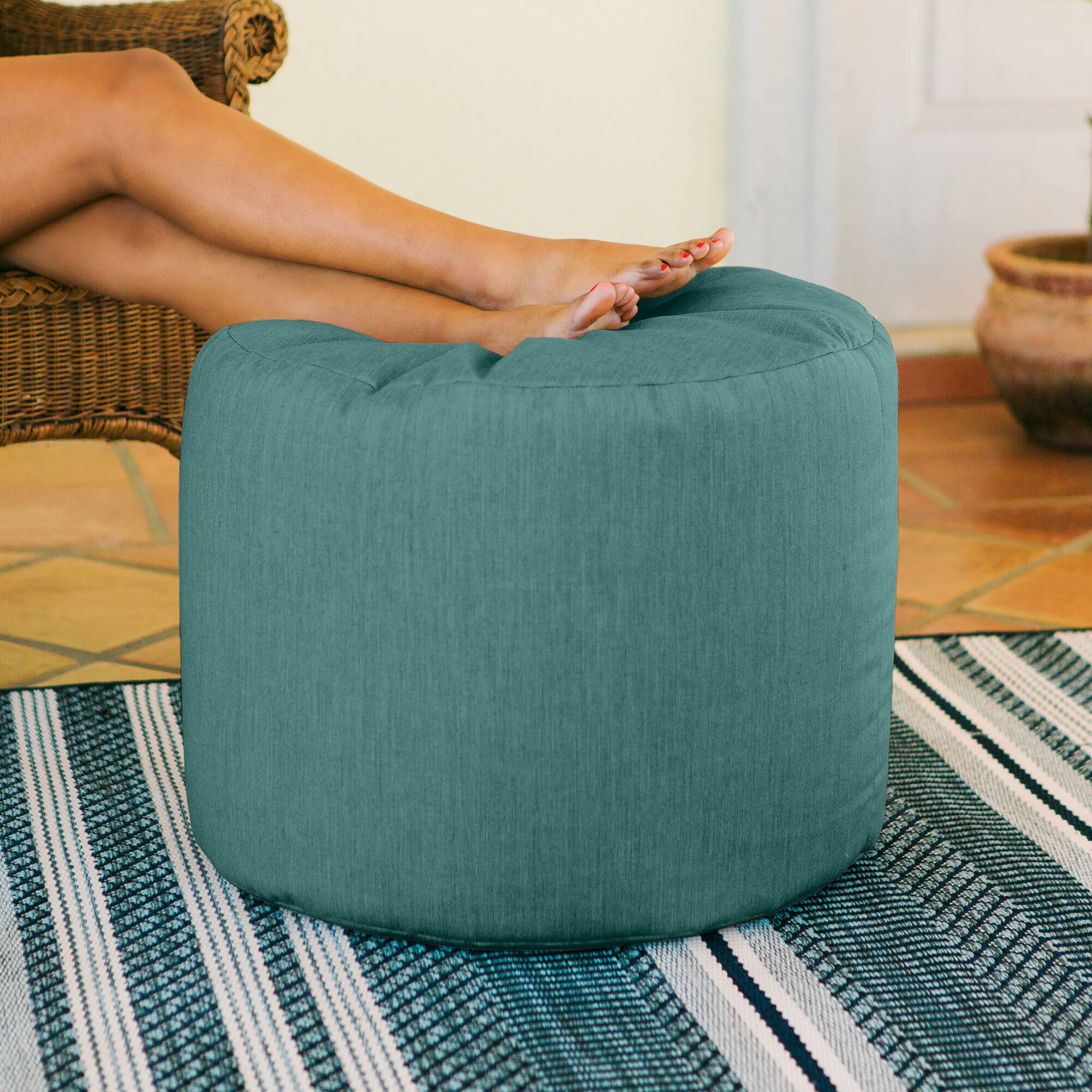 Back. Jaxx - Jaxx Spring Indoor / Outdoor Bean Bag Pouf Ottoman, Sunbrella Breeze - Sunbrella Breeze.