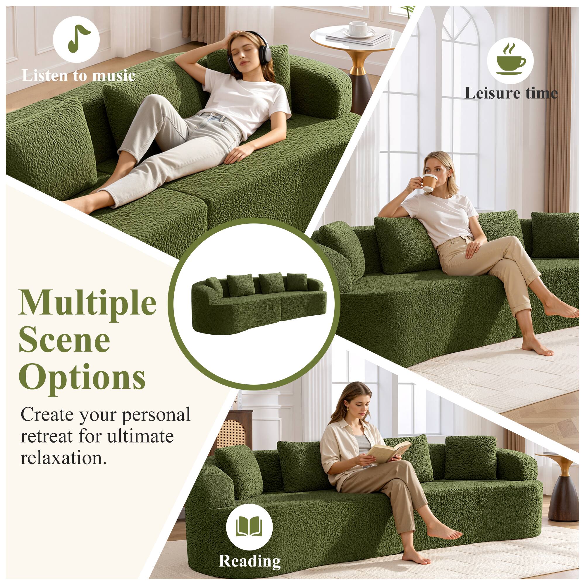 Listen to music  
Leisure time  
Multiple Scene Options  
Create your personal retreat for ultimate relaxation.  
Reading