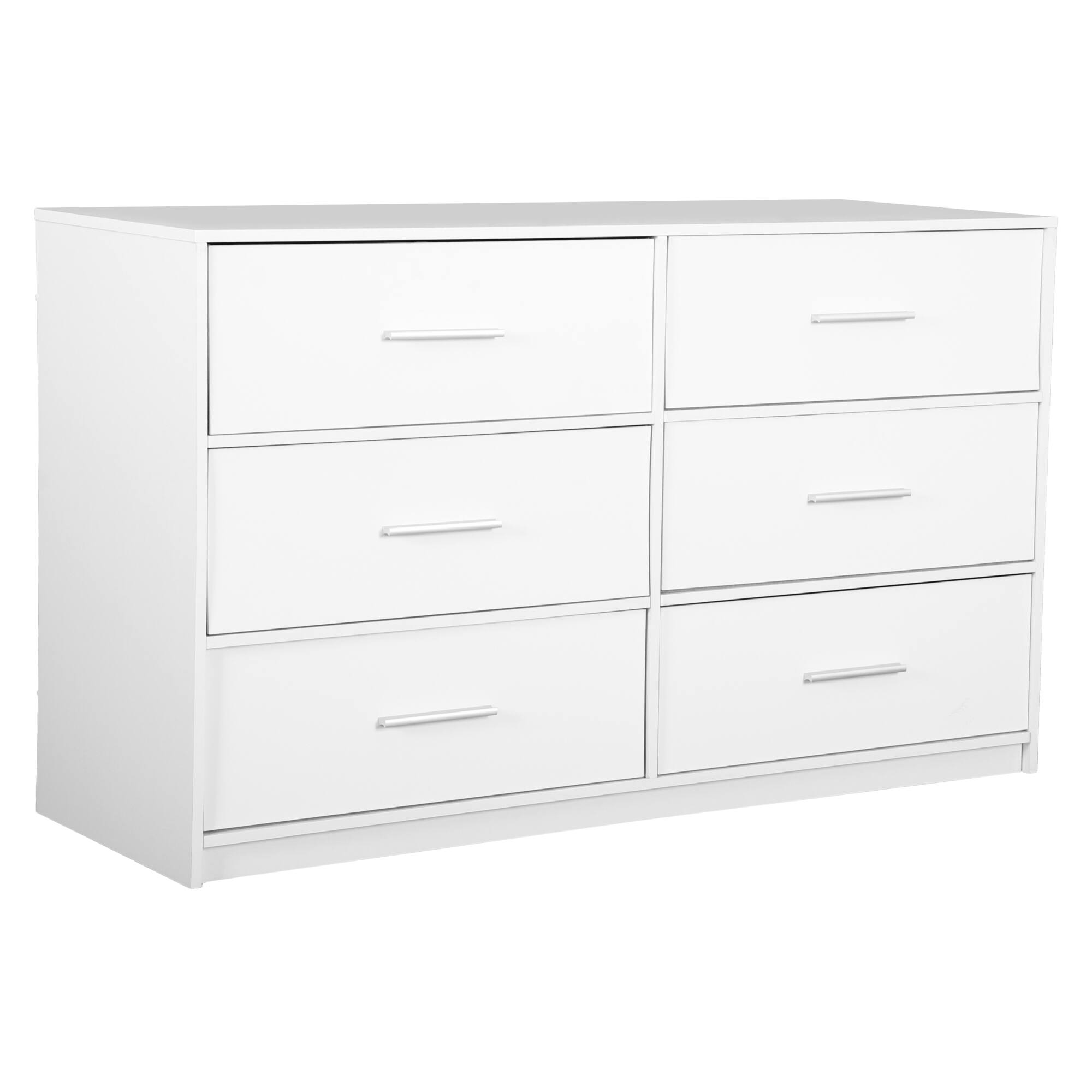 Angle. GOODSILO - Modern 6-Drawer Fabric Dresser with Water-Resistant Wood Top for Bedroom Storage - White.