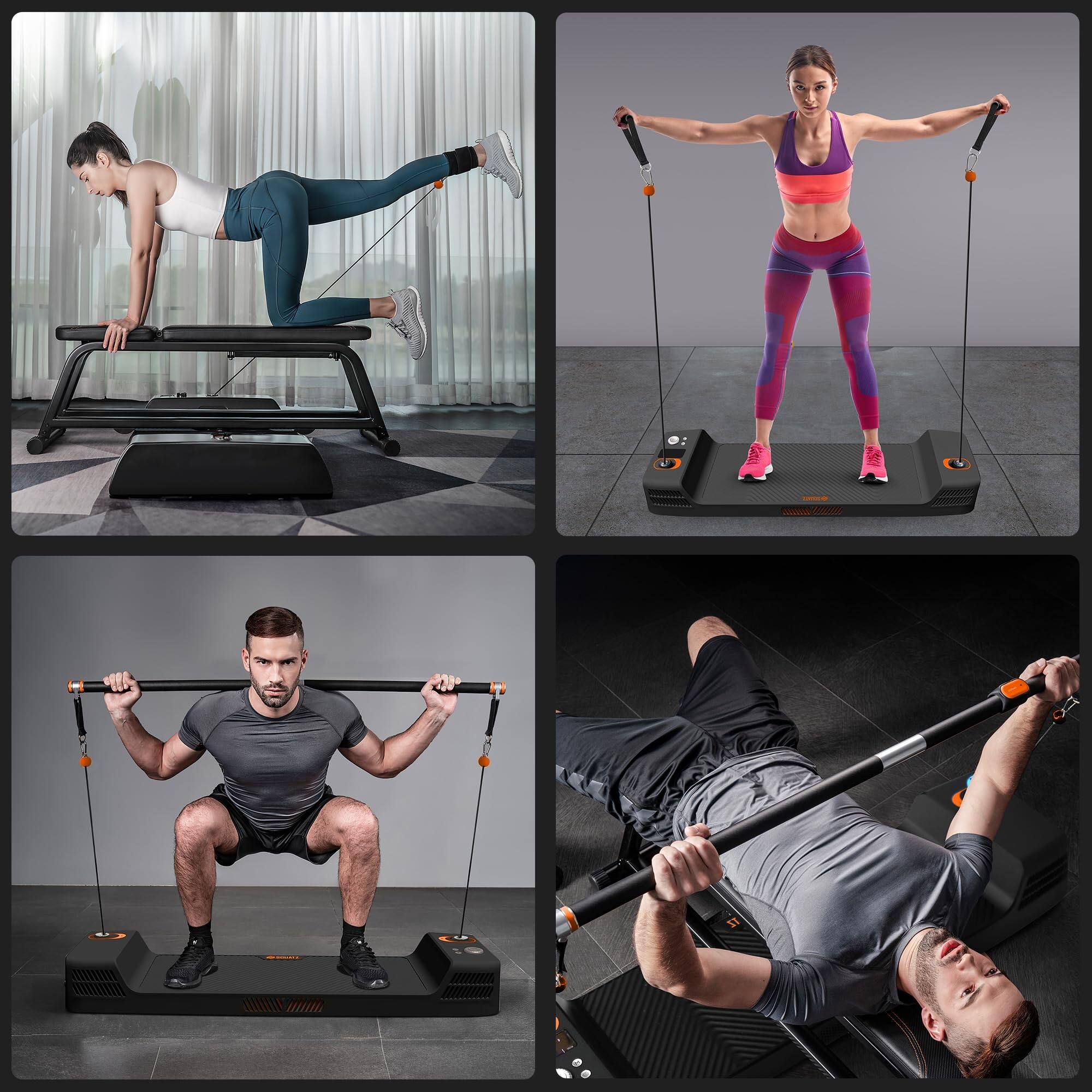 Left. Pyle - SQUATZ Apollo Board Mini: 150lb Resistance Smart Home Gym Cable Machine Functional Trainer for Full Body Workouts - Black.