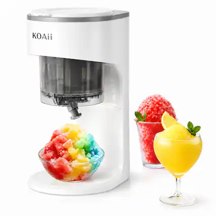 Front. koaii - Snow Cone Machine - Electric Shaved Ice Maker for Home, Parties & Kids - Makes Slushie Ice Treats - White / Gray Accent.