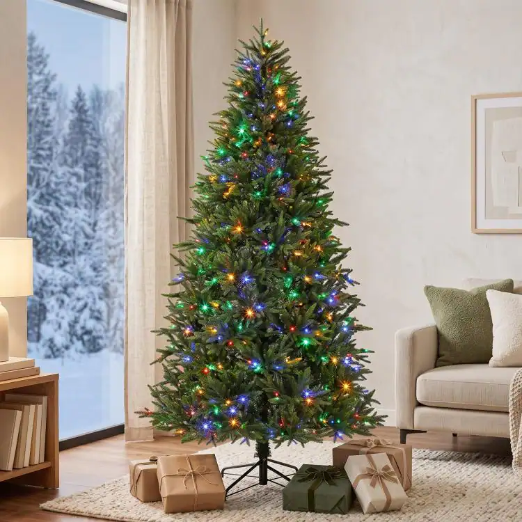 Tree Colers PULUZ 6ft Prelit Christmas Tree, Dual Color LEDs, 100% Realistic PE ...