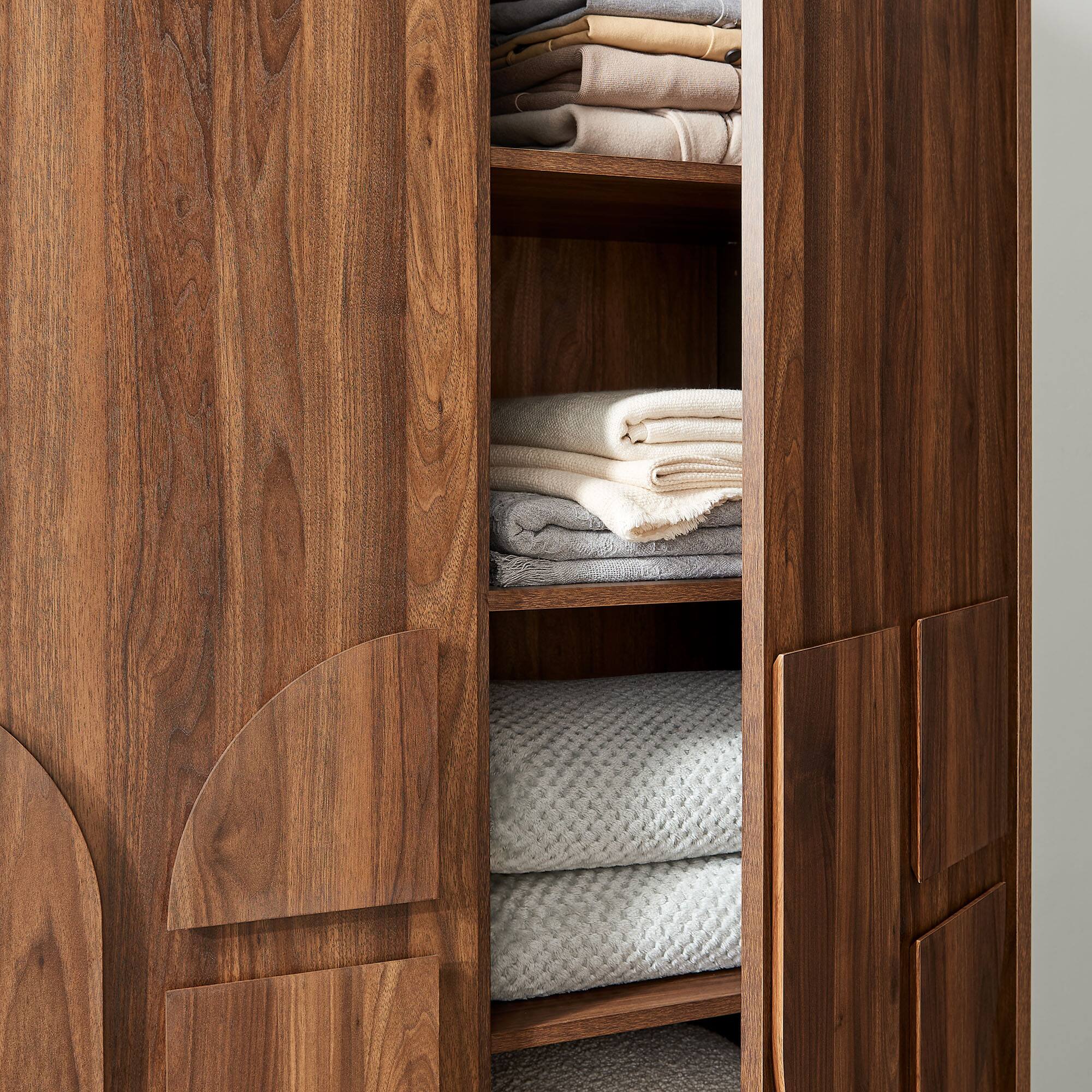 Alt View 2. Modway - Bulwark 3-Door Wardrobe Closet by Modway - Walnut.
