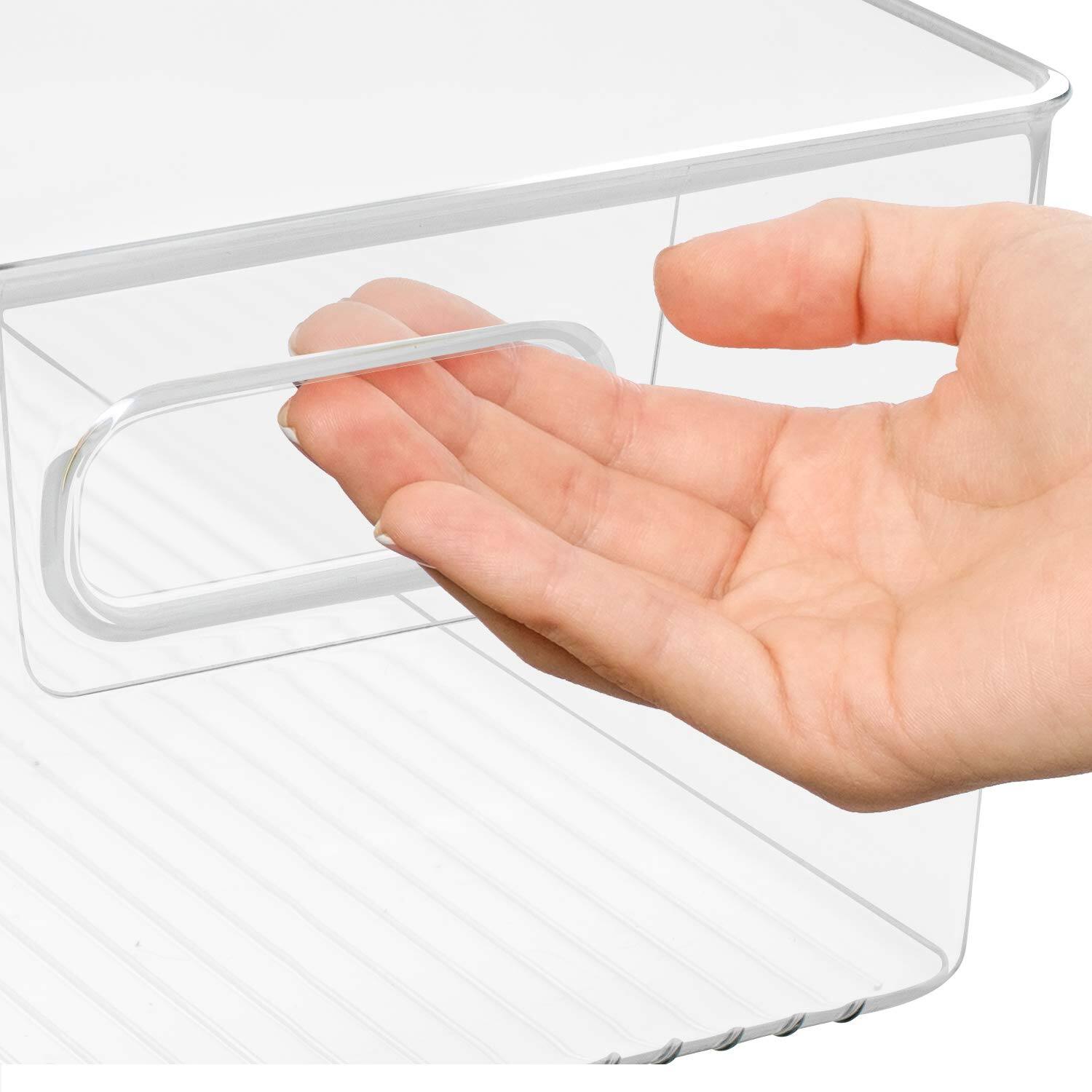 Left. Sorbus - Sorbus Clear Square Fridge Bins- Thick Plastic Refrigerator Pantry Organizer- Versatile Non-Slip Stackable - Clear.