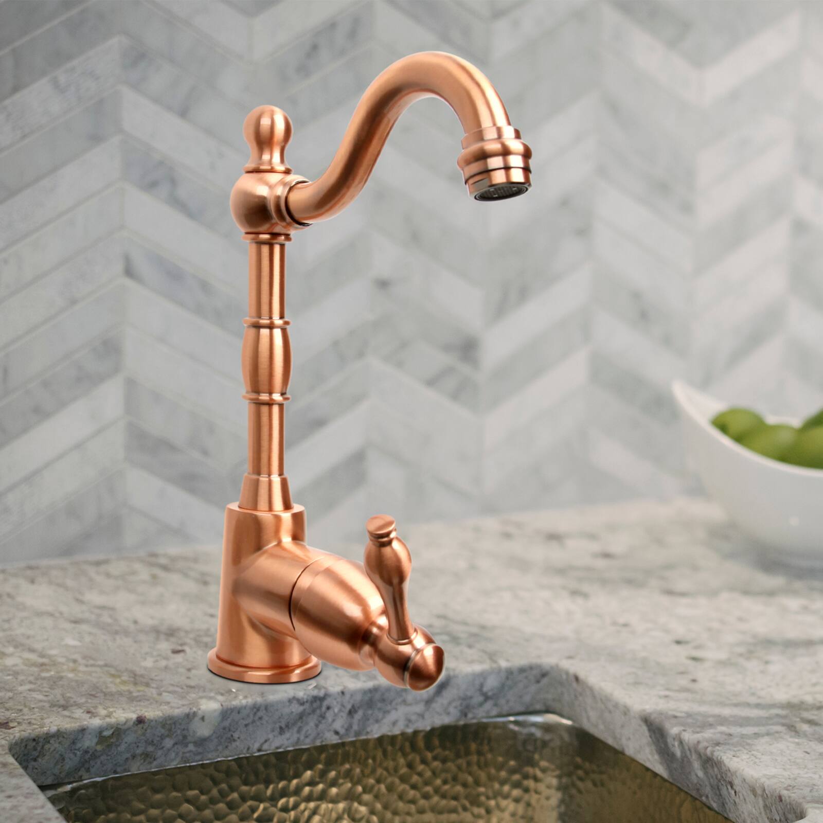 Alt View 5. Akicon - Akicon Solid Brass One-Handle Widespread Kitchen Bar Faucet in Copper - Copper.