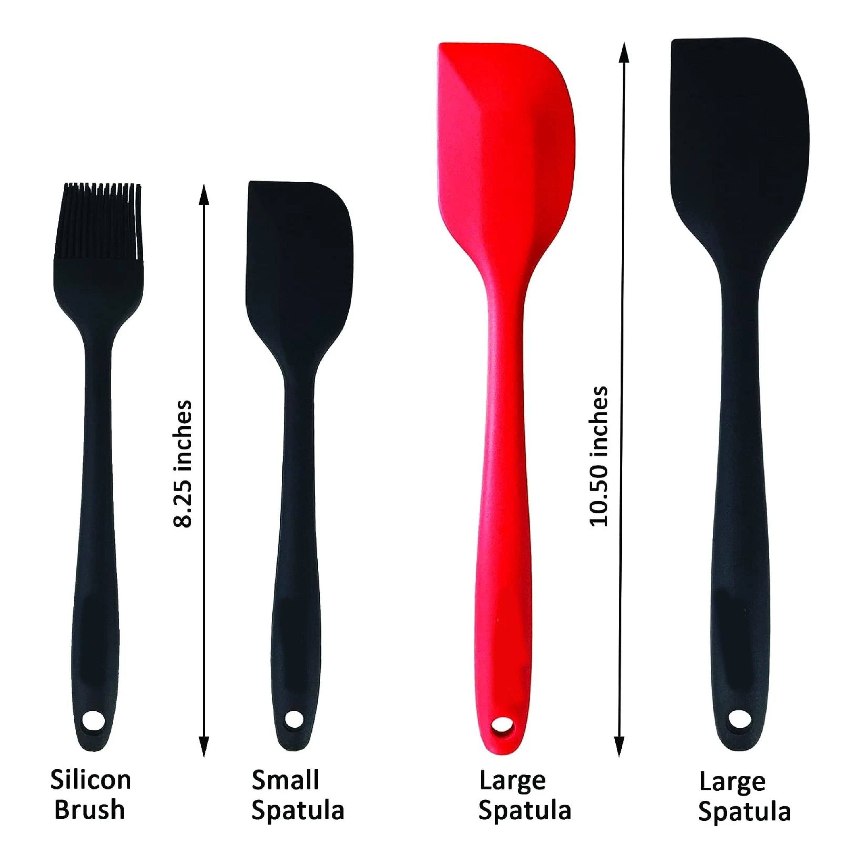 - Silicon Brush: 8.25 inches
- Small Spatula: 8.25 inches
- Large Spatula: 10.50 inches
- Large Spatula: 10.50 inches