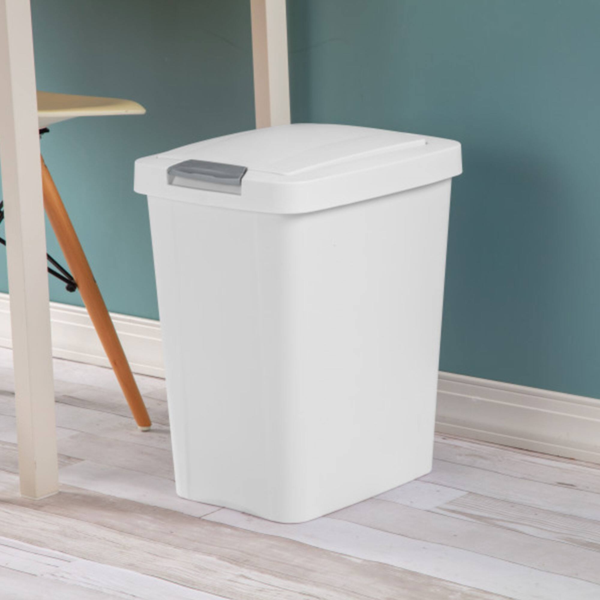 Alt View 2. Sterilite - Sterilite 7.5 Gallon TouchTop Wastebasket Trash Can with Latch, 4 Pack, White - White.