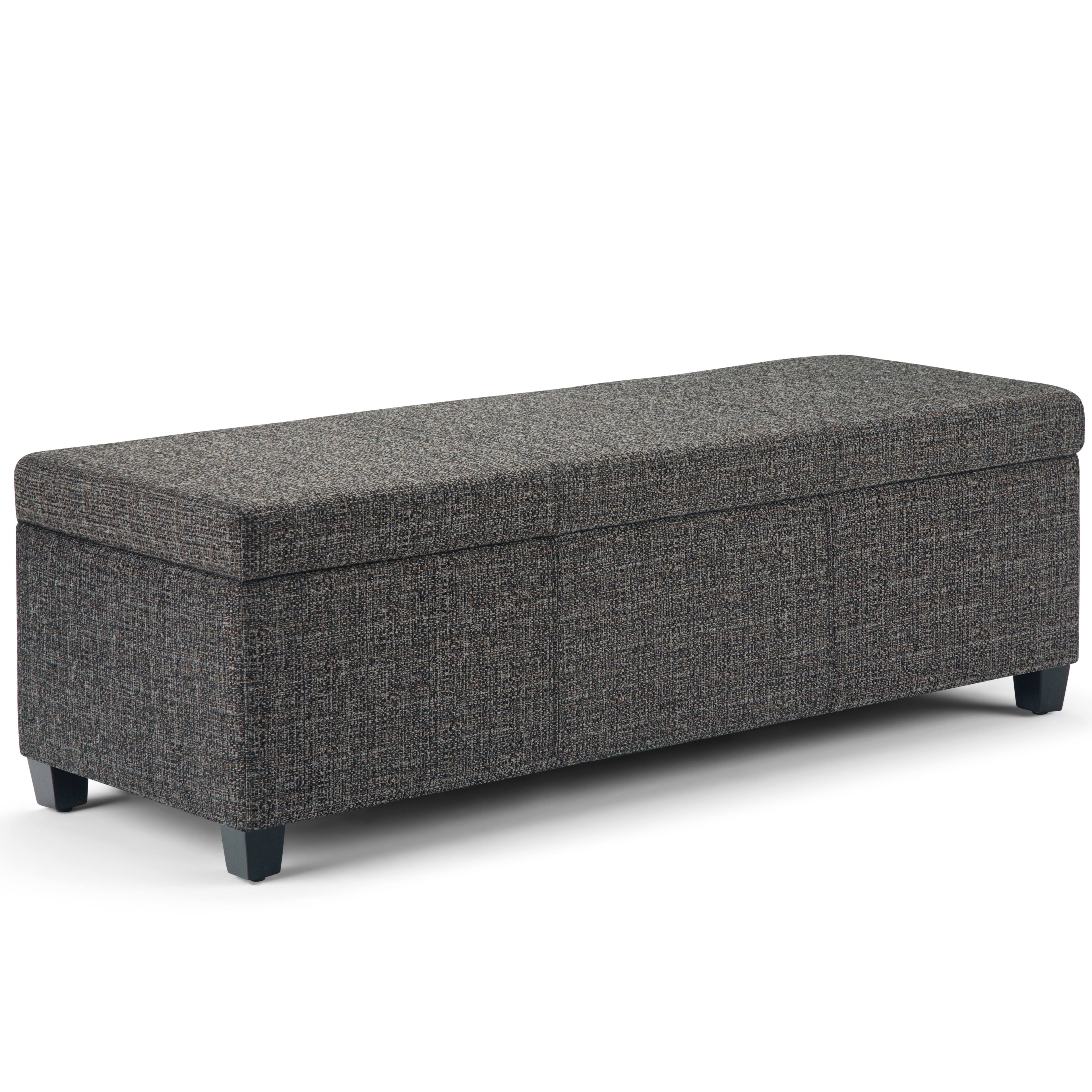Angle. Simpli Home - Avalon 48 inch Wide Contemporary Rectangle Storage Ottoman Bench - Dark Gray.