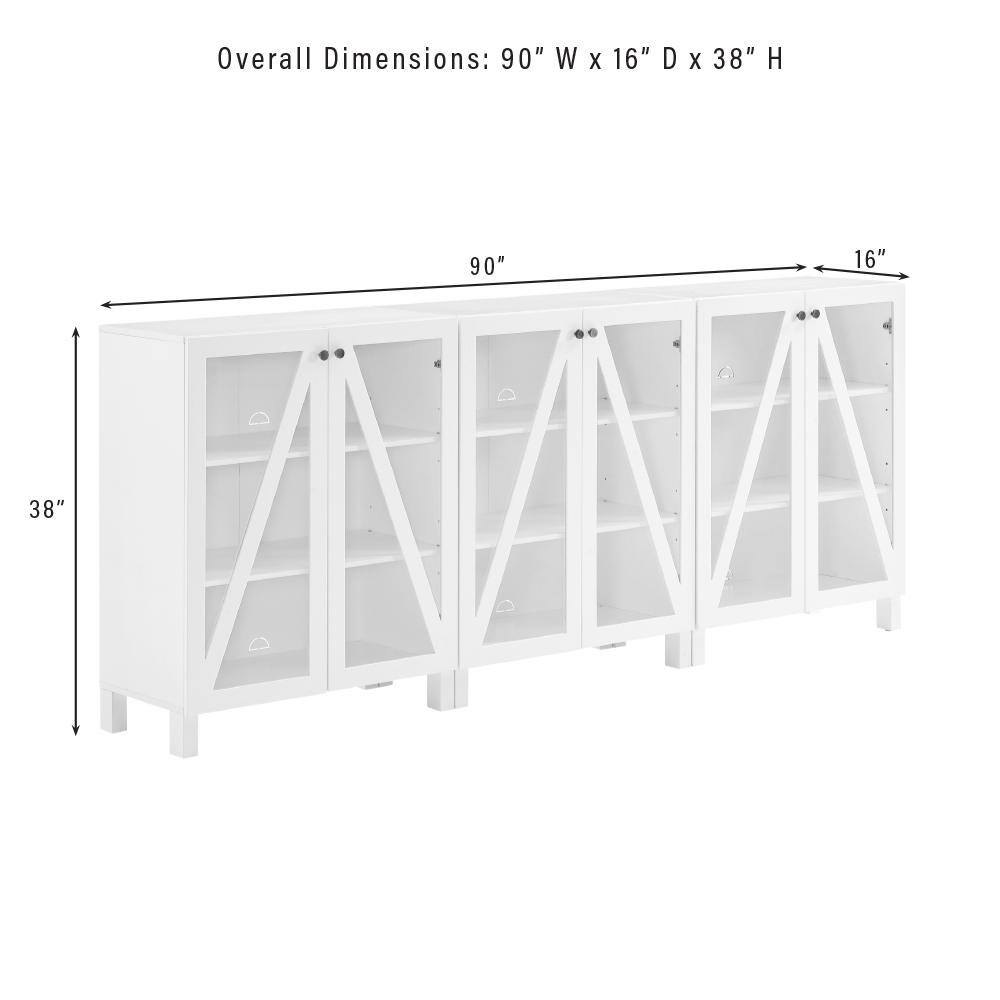 Overall Dimensions: 90" W x 16" D x 38" H