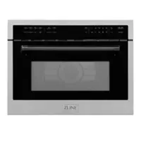 ZLINE - Autograph Edition 24" 1.6 cu ft. Built-in Convection Microwave Oven and Matte Black Accents - Stainless Steel - Front_Zoom
